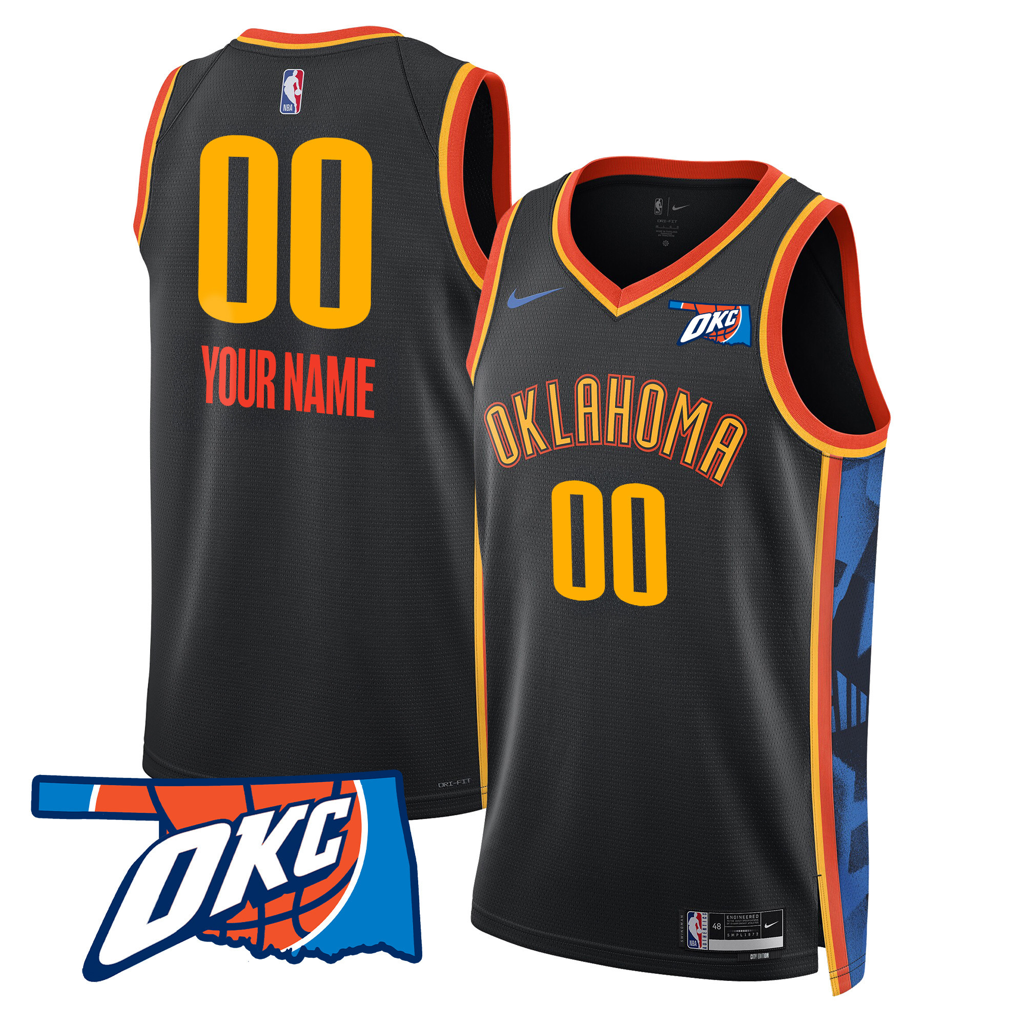 Men's Oklahoma City Thunder Swingman Custom 24-25 City Jersey - Oklahoma Patch - All Stitched