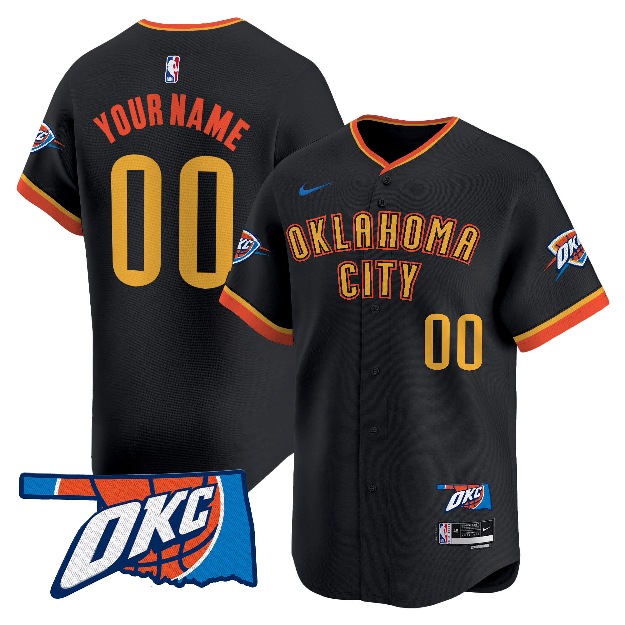Men's Oklahoma City Thunder Vapor Baseball Custom 24-25 City Jersey - All Stitched