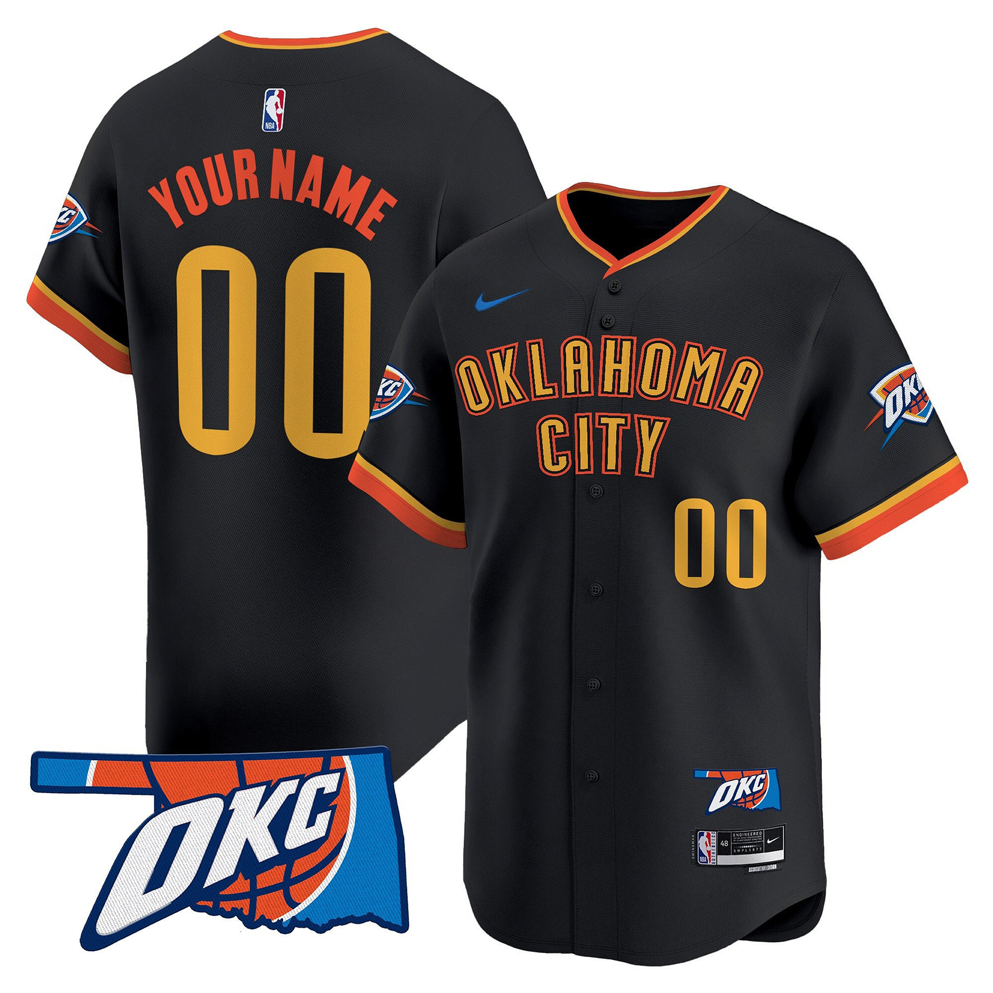 Men's Oklahoma City Thunder Vapor Baseball Custom 24-25 City Jersey V2 - All Stitched