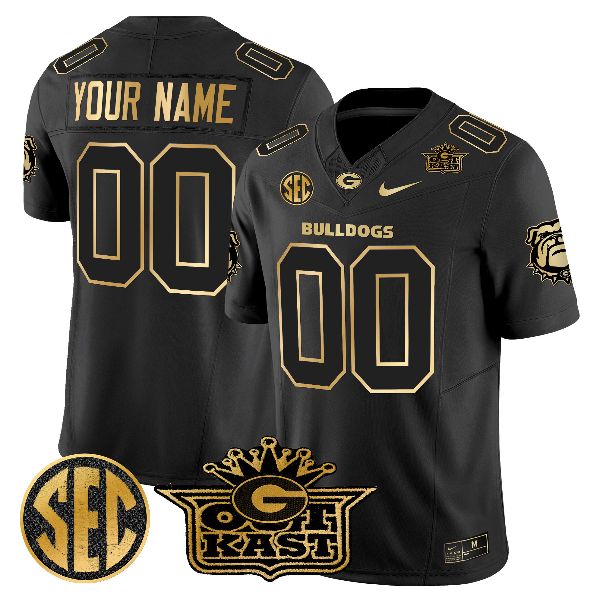 Men's Outkast x Georgia Bulldogs Gold Vapor Limited Black Gold Jersey - All stitched