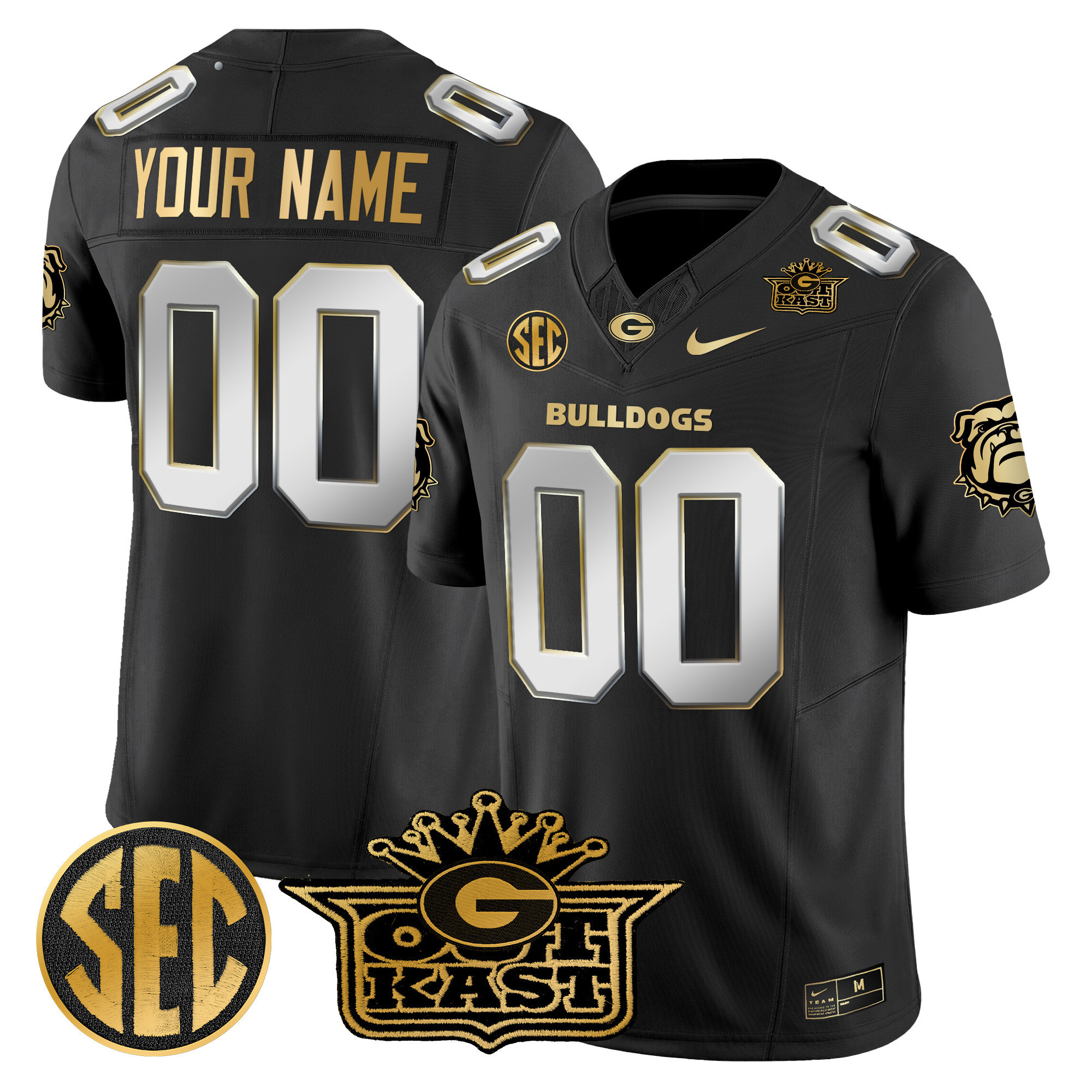 Men's Outkast x Georgia Bulldogs Gold Vapor Limited Black Limited Jersey - All stitched