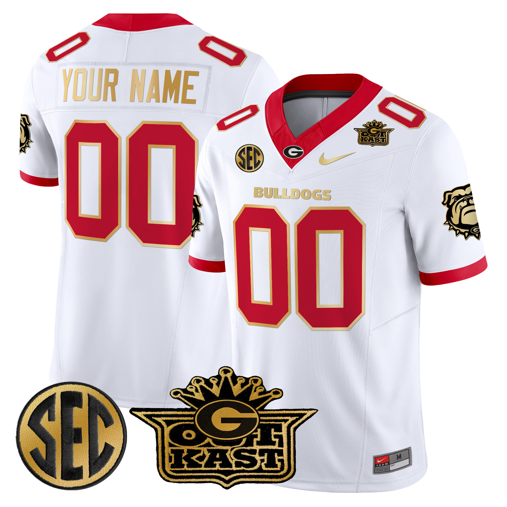 Men's Outkast x Georgia Bulldogs Vapor Limited Custom White Gold Trim Jersey - All stitched
