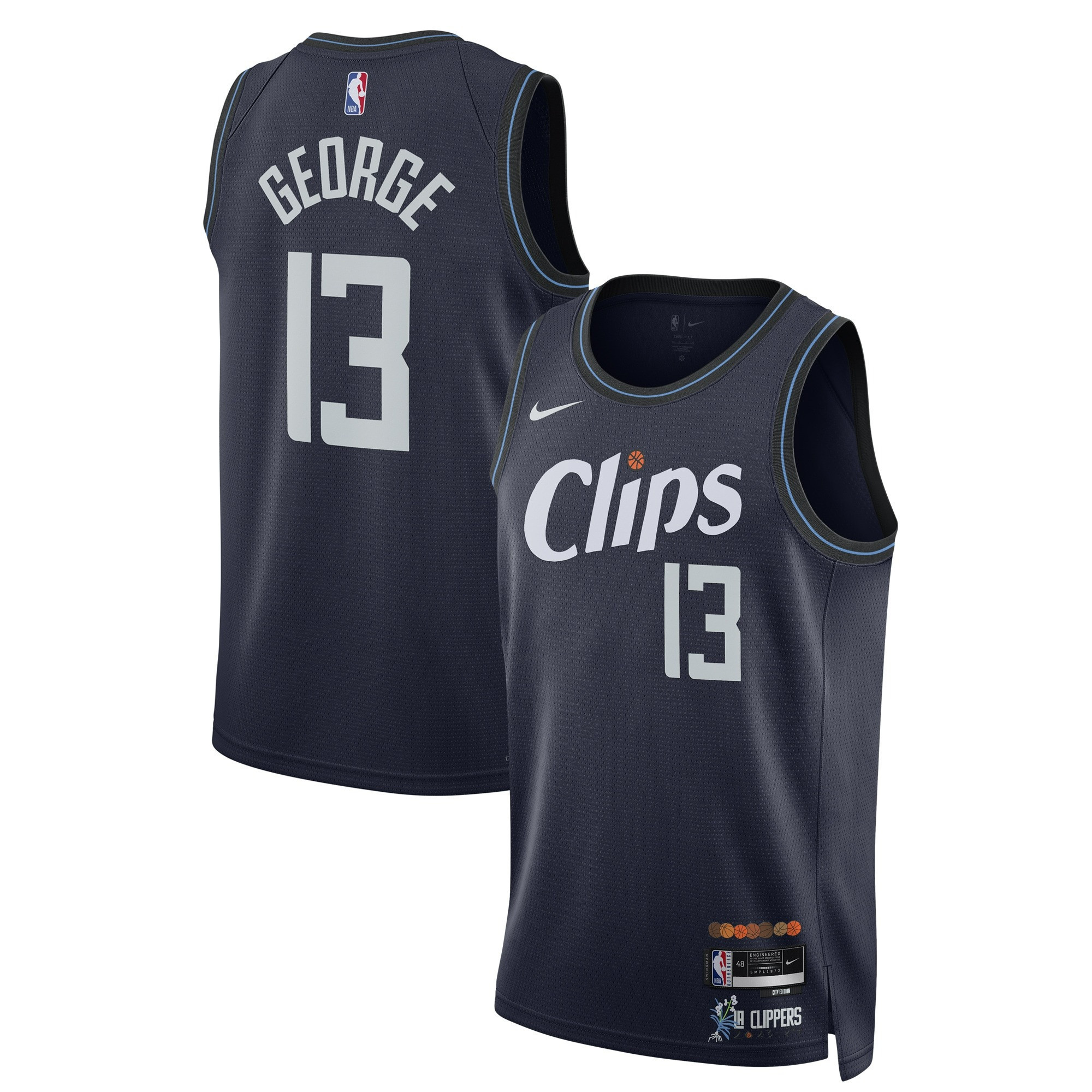 Men's Paul George Los Angeles Clippers 2023/24 Swingman City Edition Navy Jersey - All Stitched
