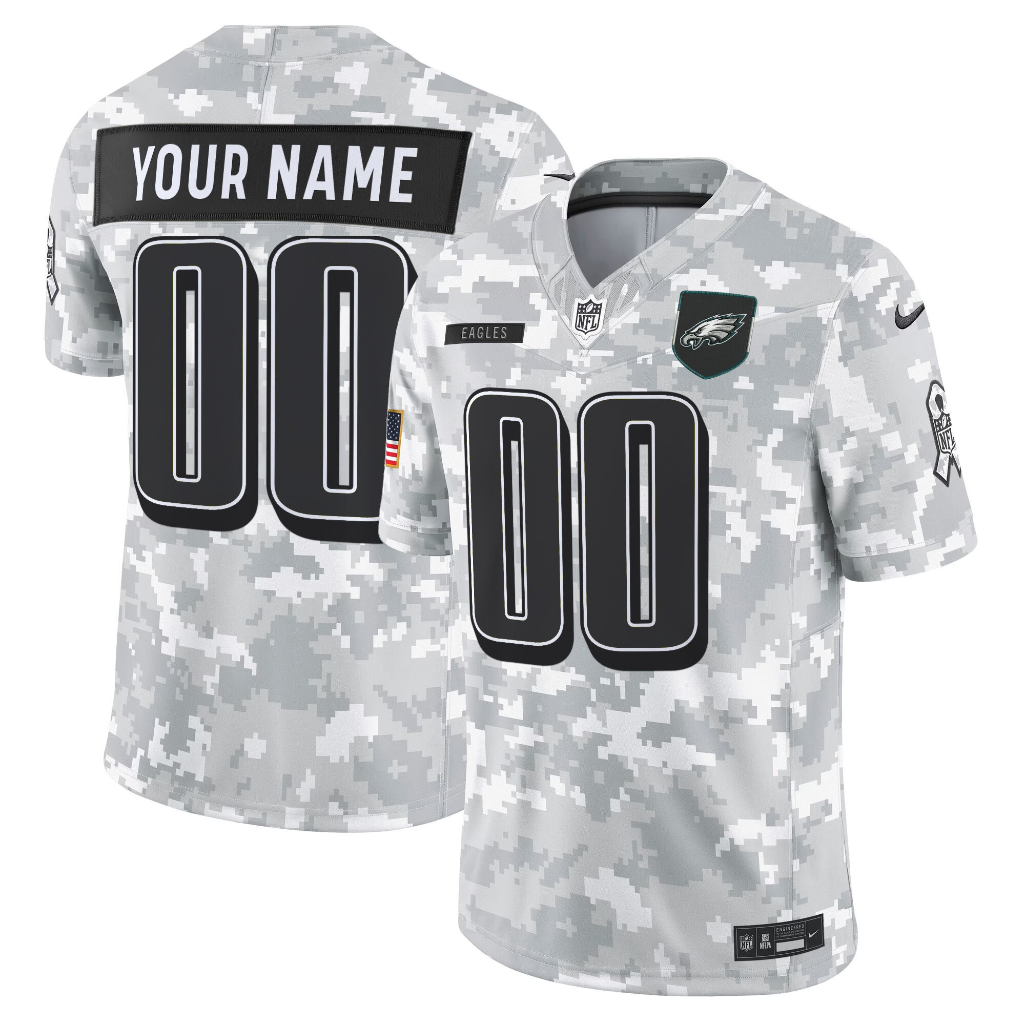 Men's Philadelphia Eagles 2025 Salute to Service Limited Custom Arctic Camo Jersey - All Stitched