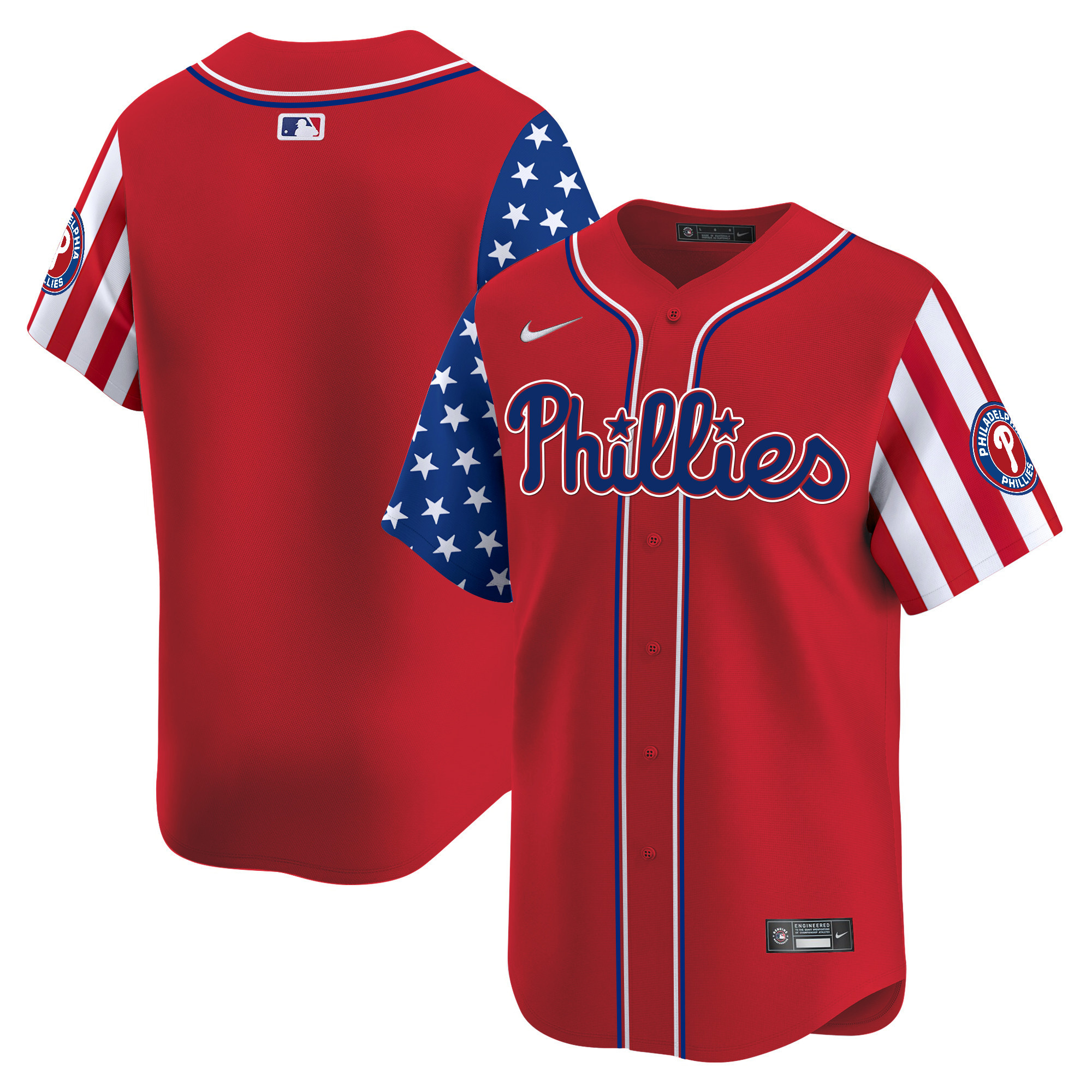 Men's Philadelphia Phillies 2025 Memorial Day Vapor Premier Limited Red Jersey - All Stitched