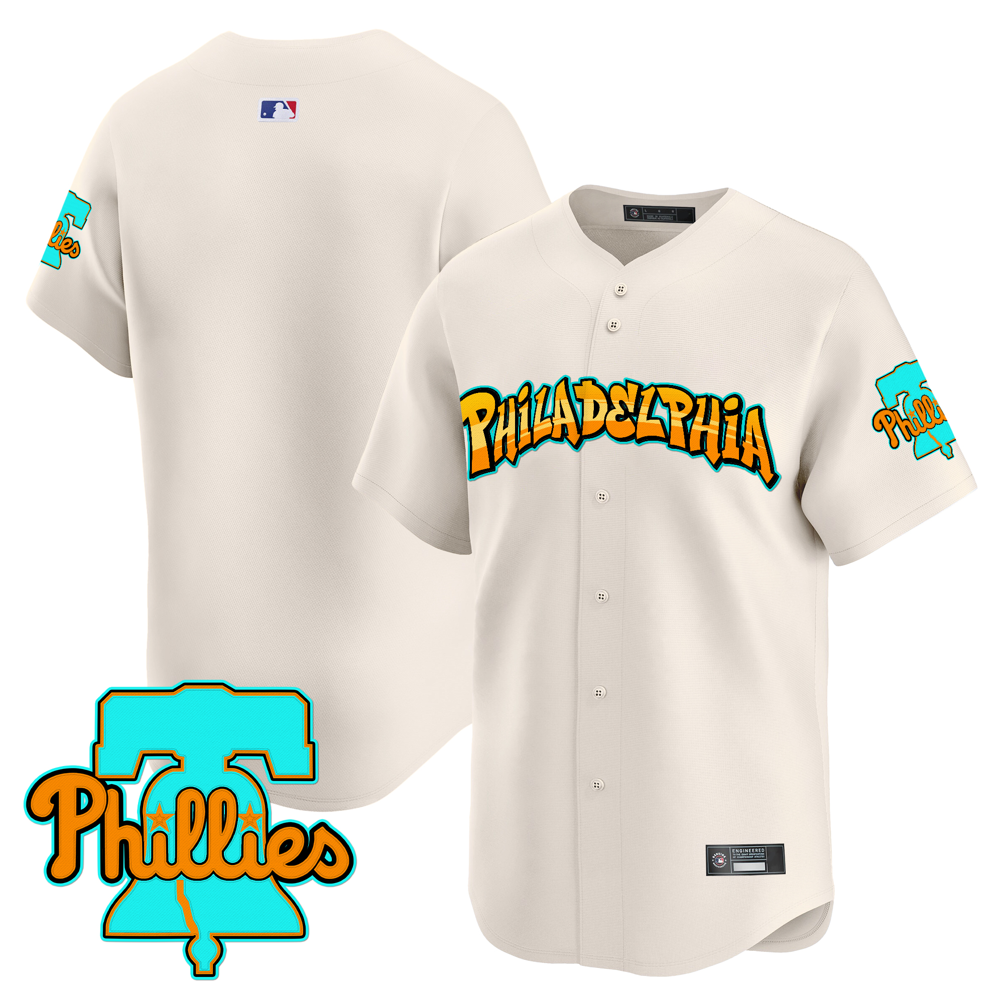 Men's Philadelphia Phillies 'Graffiti Broad Street Edition 'Vapor Premier Limited Cream Jersey - All Stitched