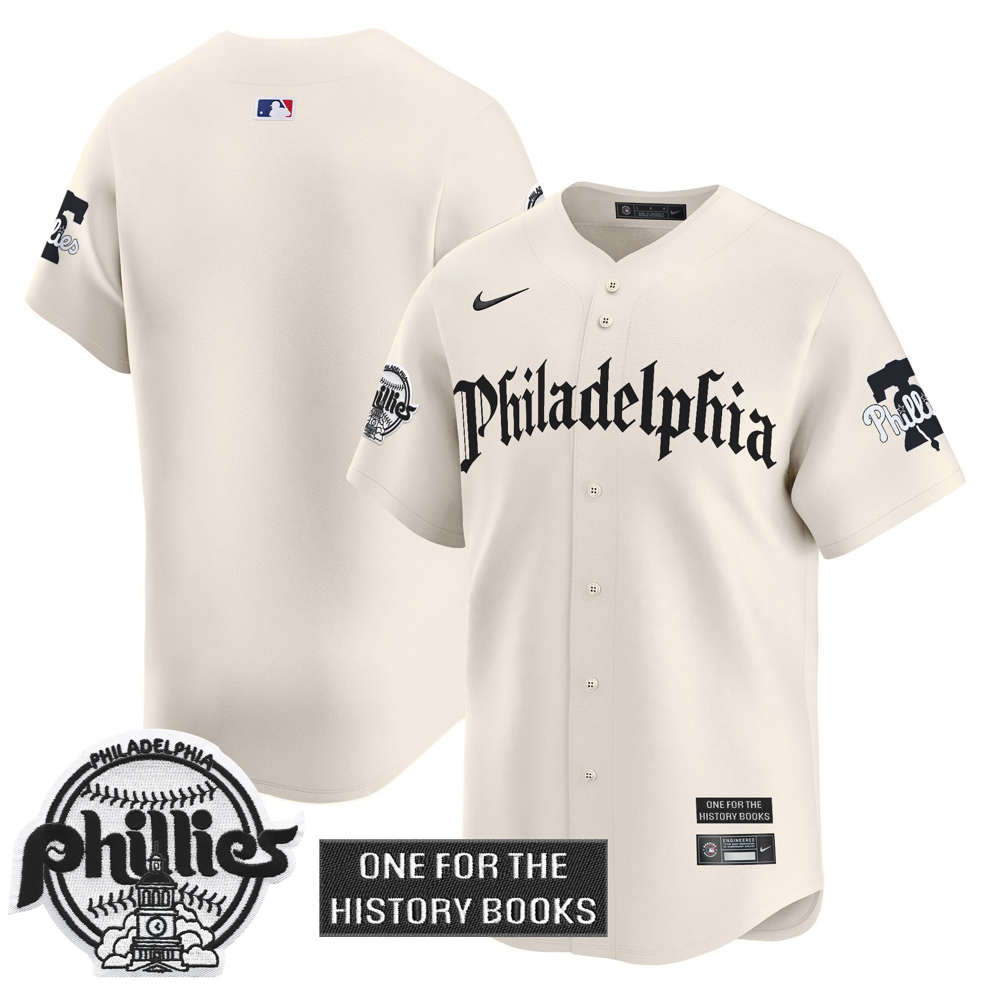 Men's Philadelphia Phillies Retro Newspaper Edition Vapor Premier Limited Cream Jersey - All Stitched
