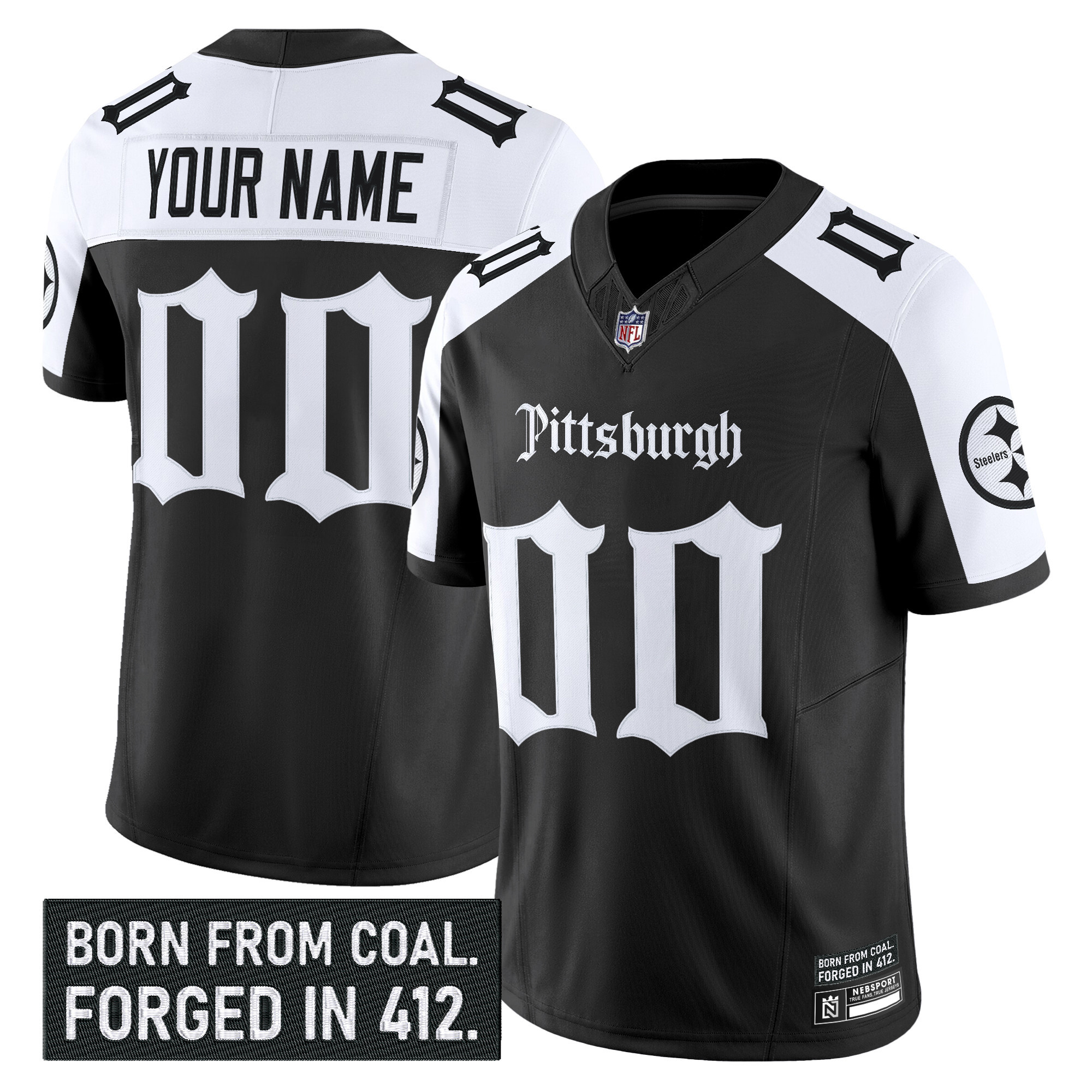 Men's Pittsburgh Steelers Gothic Steel City Edition Vapor Limited Custom Alternate Jersey - All Stitched