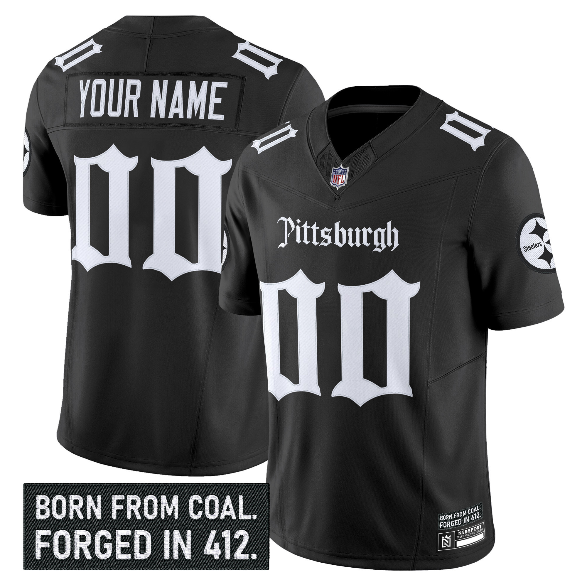 Men's Pittsburgh Steelers Gothic Steel City Edition Vapor Limited Custom Black Jersey - All Stitched