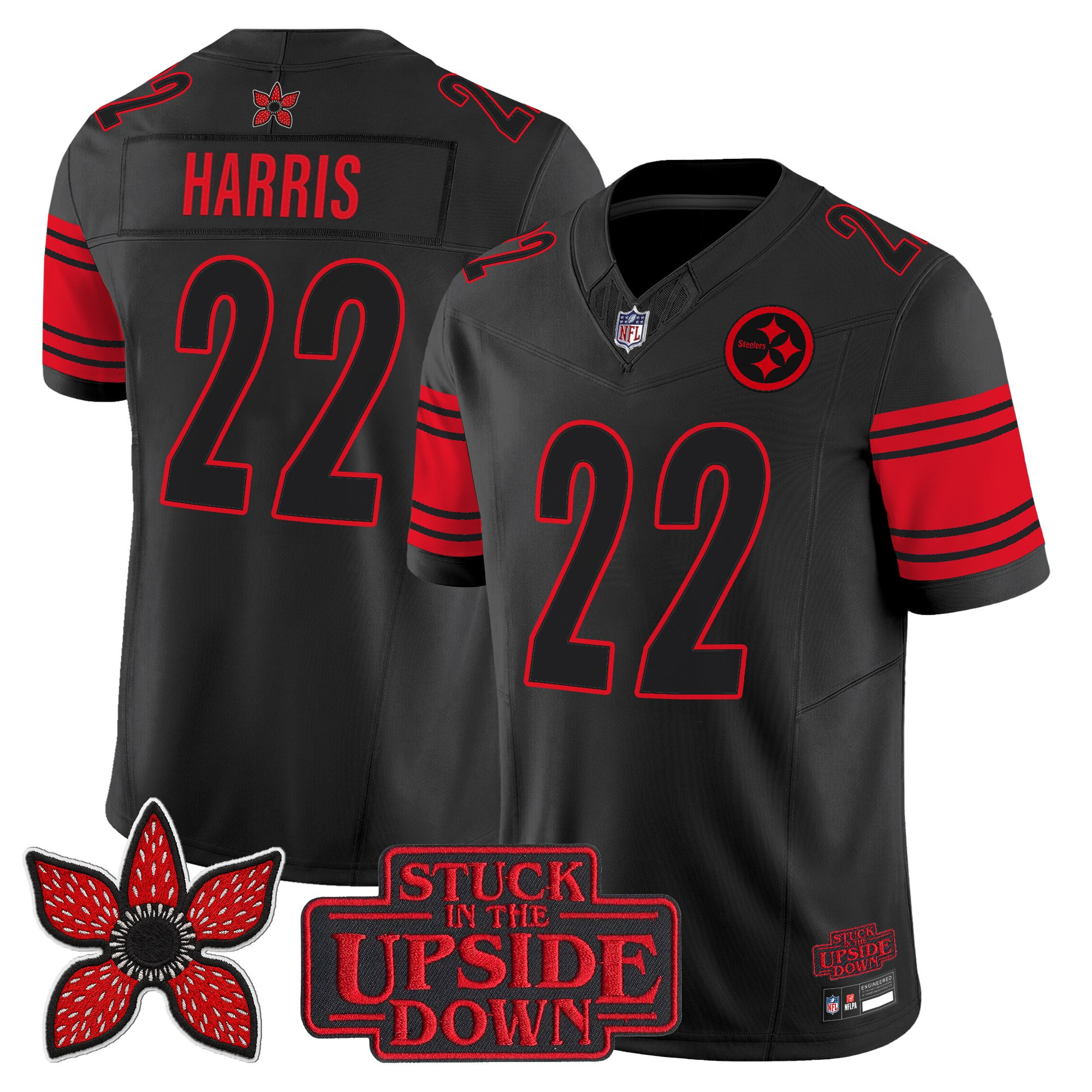 Men's Pittsburgh Steelers Stranger Things Edition Vapor Limited Najee Harris Jersey - All Stitched