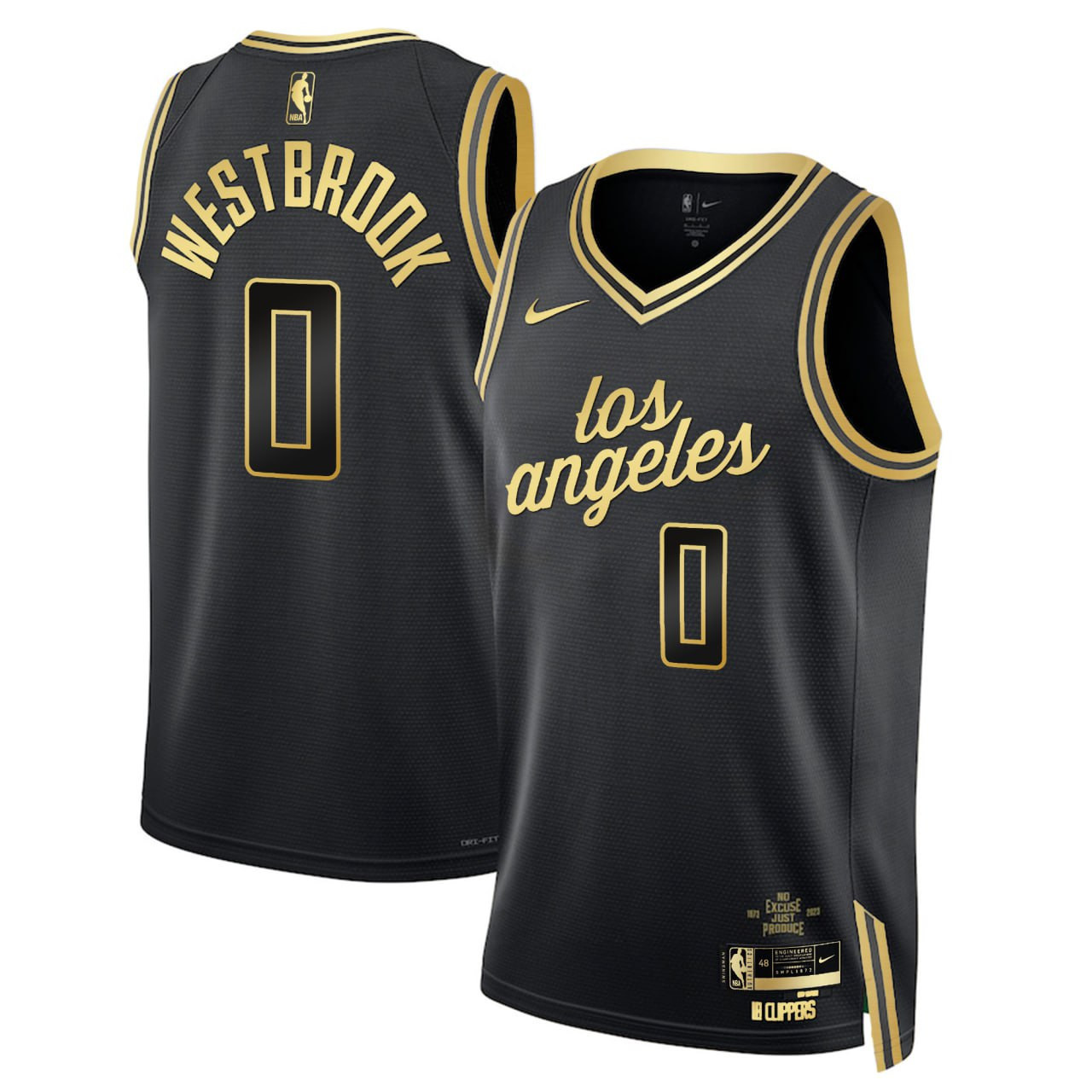 Men's Russell Westbrook Los Angeles Clippers Black Gold Black Gold Jersey - All Stitched