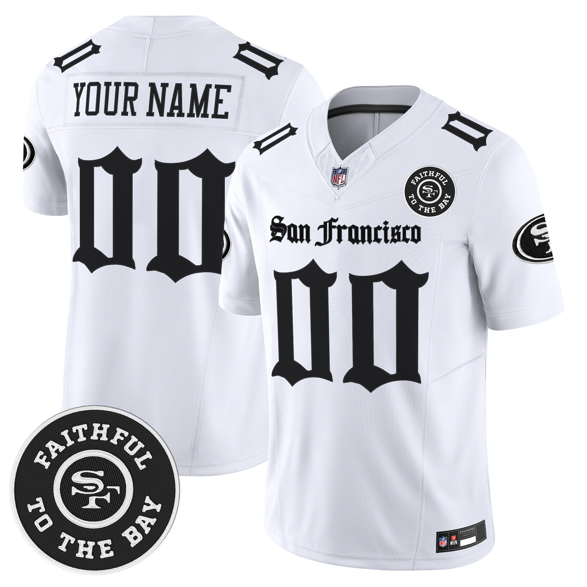 Men's San Francisco 49ers Gothic Edition Vapor Limited Custom White Jersey - All Stitched