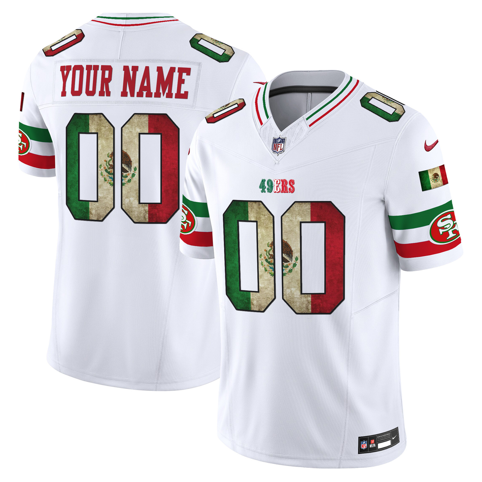 Men's San Francisco 49ers Mexico Vapor Limited Custom White Jersey V4 - All Stitched