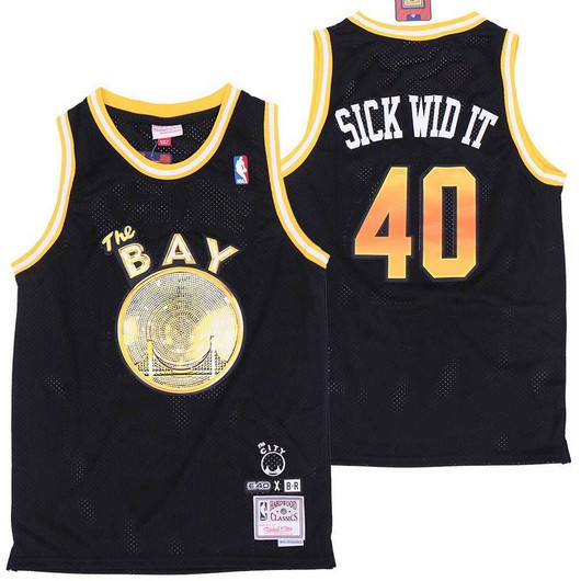 Men's Sick Wid It Sick Wid It Golden State Warriors Black NBA Remix Jersey - All Stitched