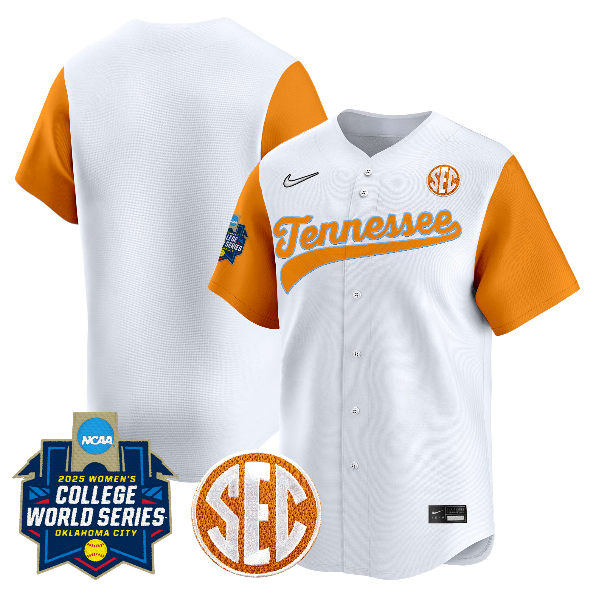 Men's Size - Tennessee Volunteers Softball 2025 World Series (WCWS) Vapor Premier Limited White Jersey - All Stitched