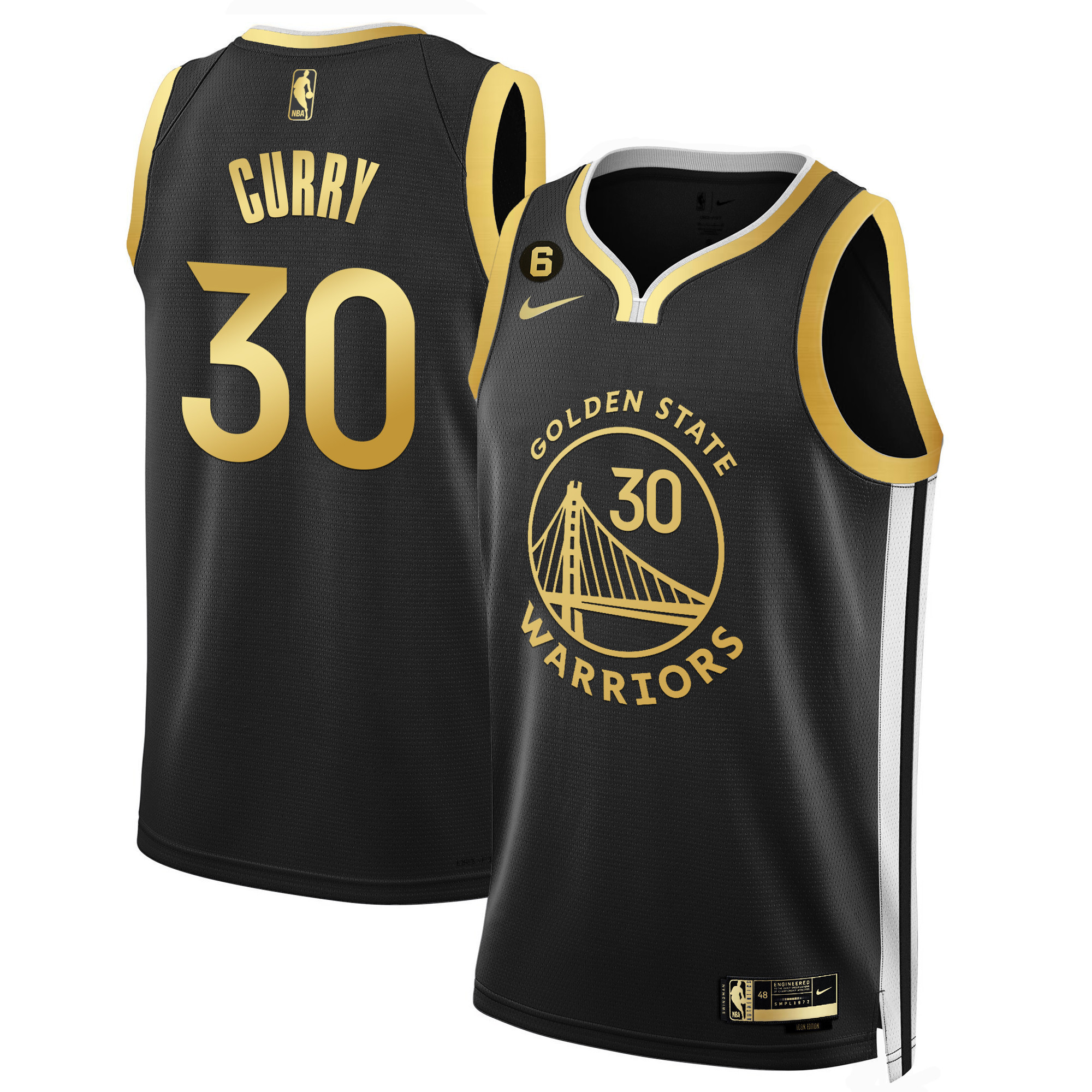 Men's Stephen Curry Golden State Warriors Icon Black Gold Jersey - All Stitched