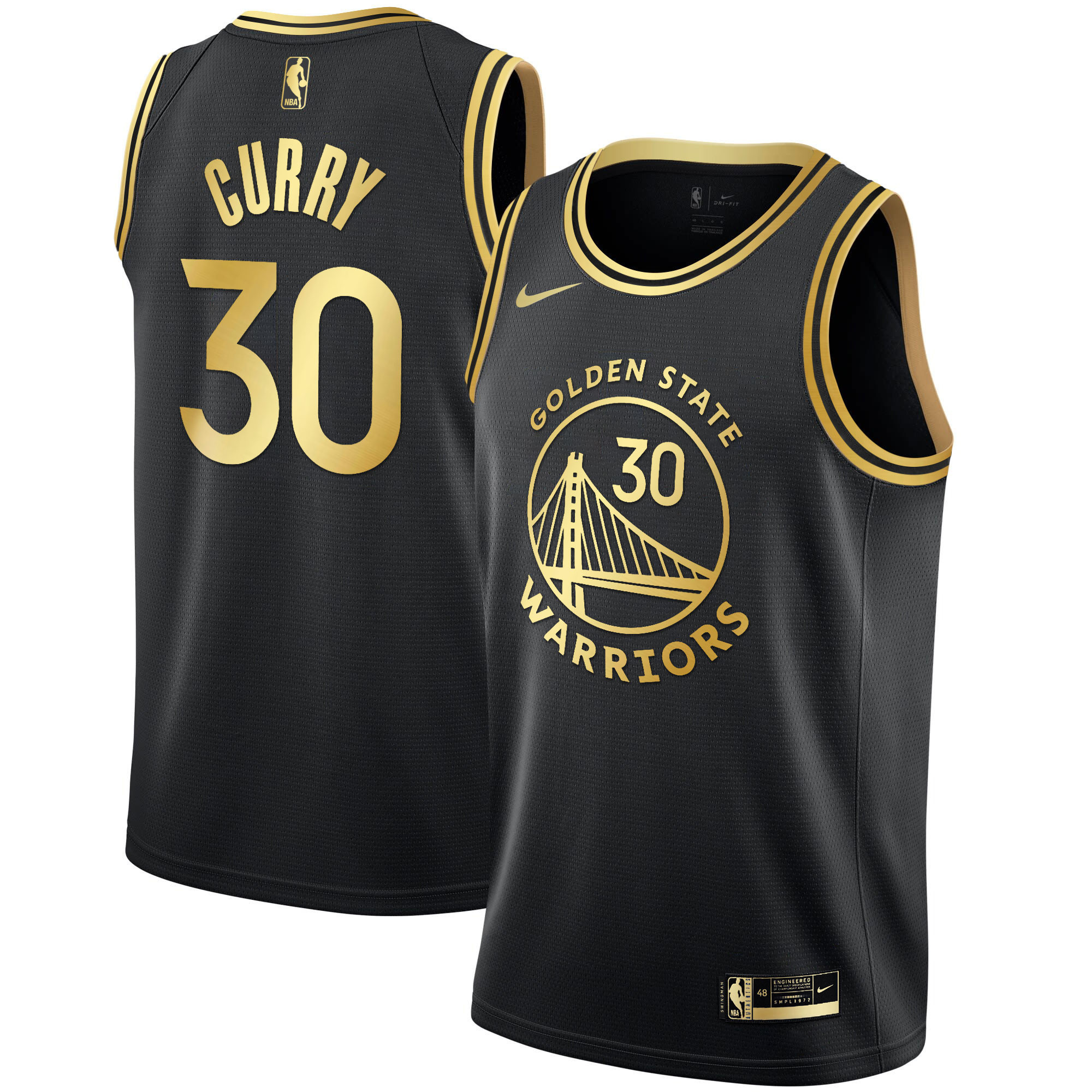Men's Stephen Curry Golden State Warriors White Gold & Black Gold Black Gold Jersey - All Stitched