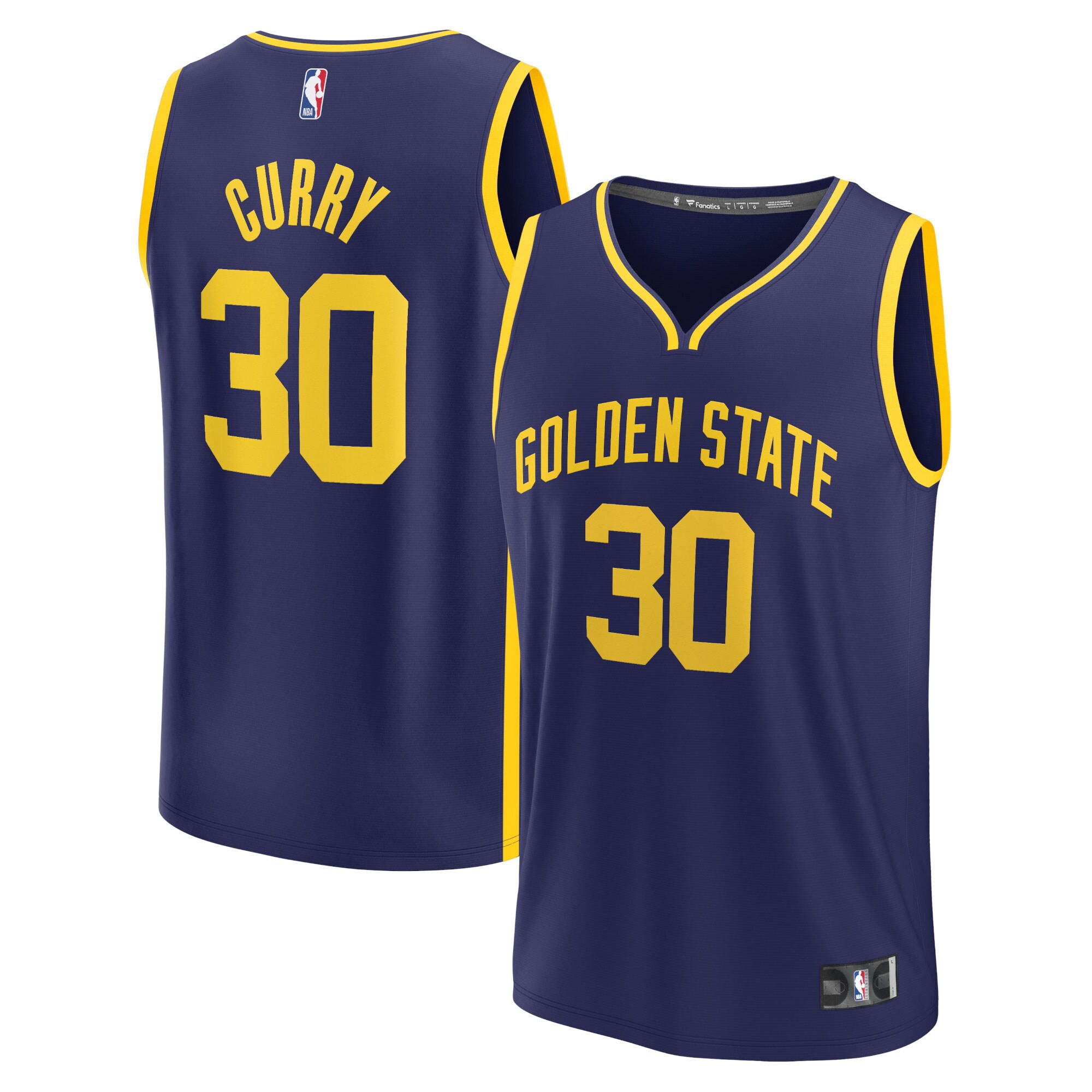 Men's Stephen Curry Golden State Warriors White Gold & Black Gold Statement Navy Jersey - All Stitched