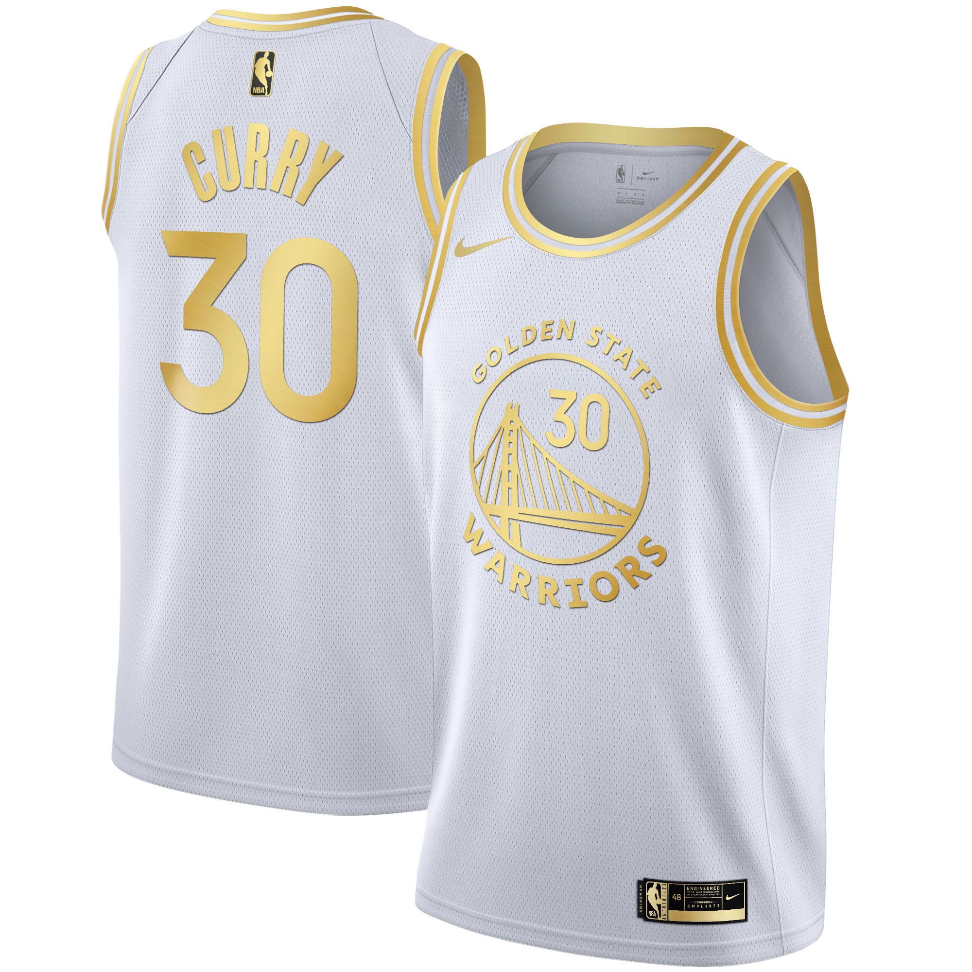 Men's Stephen Curry Golden State Warriors White Gold & Black Gold White Gold Jersey - All Stitched