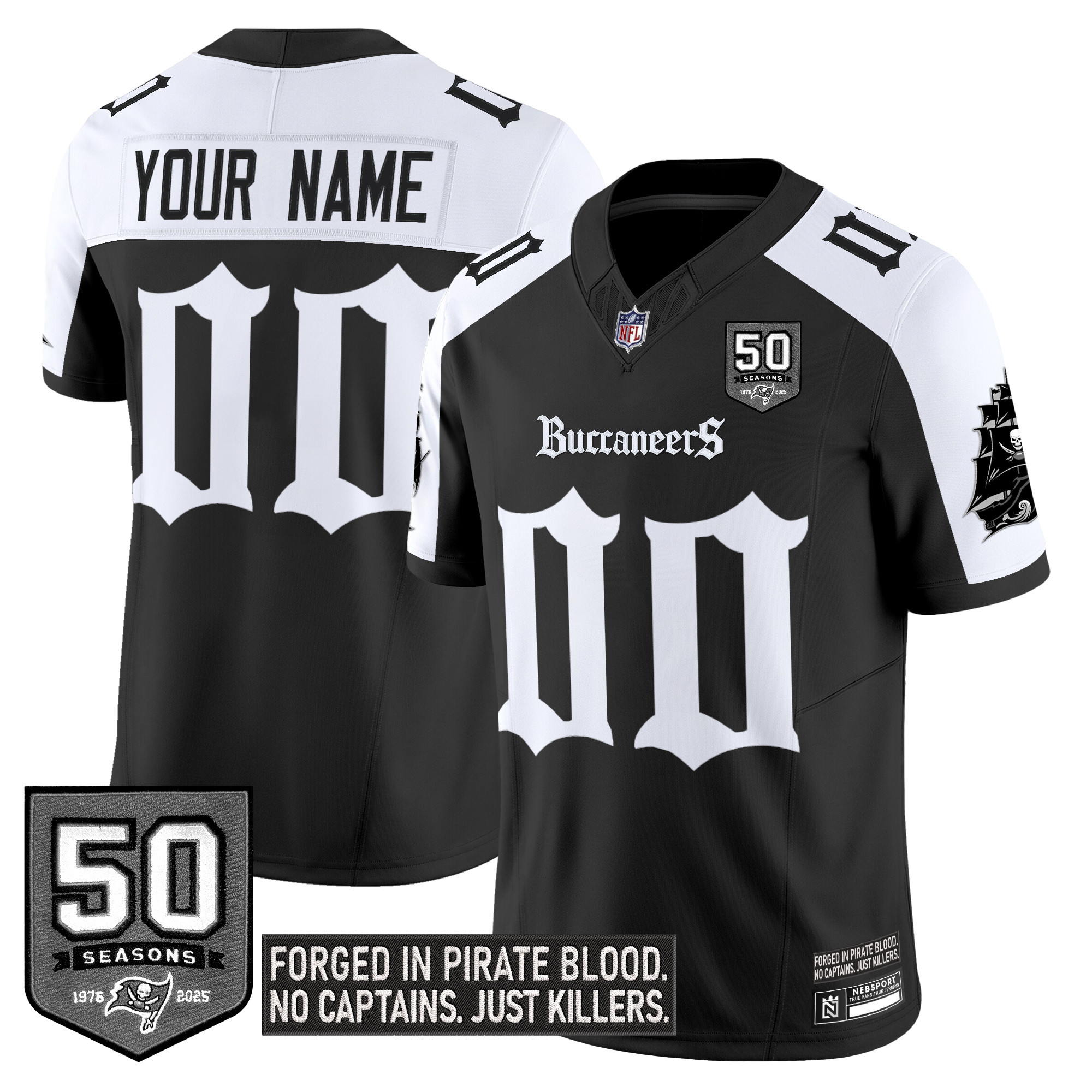 Men's Tampa Bay Buccaneers Gothic Pirate Shadows Edition Vapor Limited Custom Alternate Jersey - All Stitched
