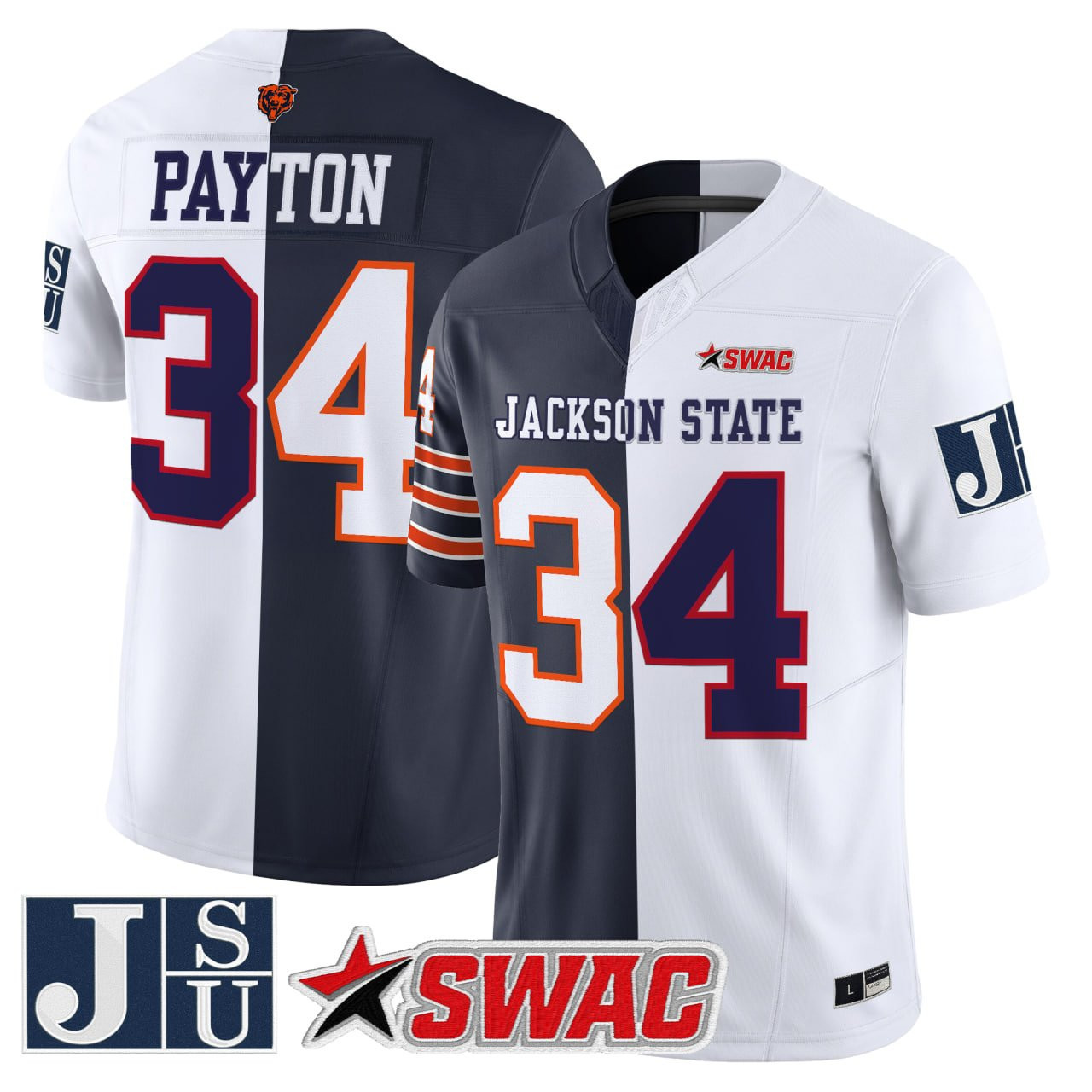 Men's Walter Payton Chicago Bears Split Vapor Limited Navy-White Jersey - All Stitched