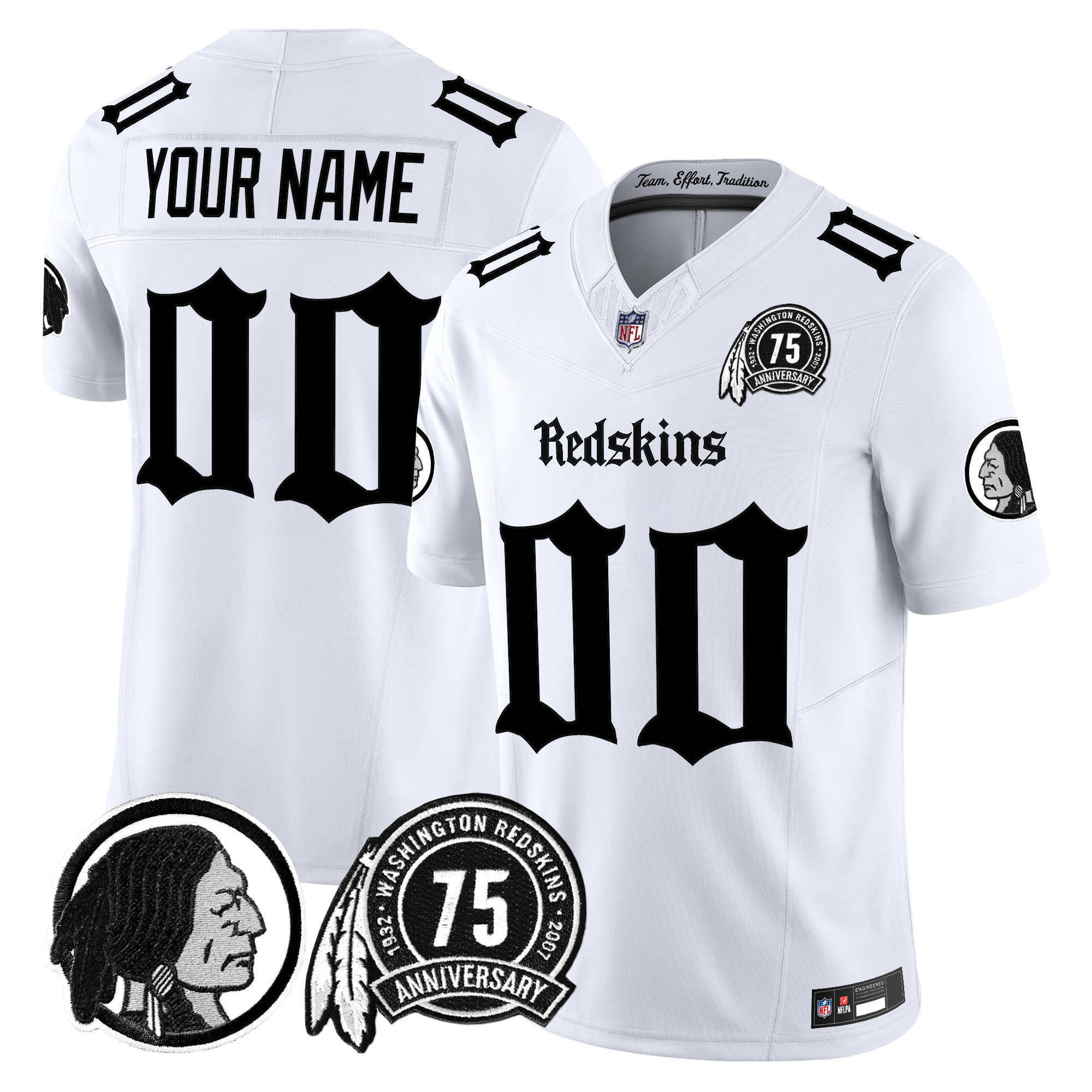 Men's Washington Commanders Gothic Capital Edition Vapor Limited Custom White Jersey - All Stitched