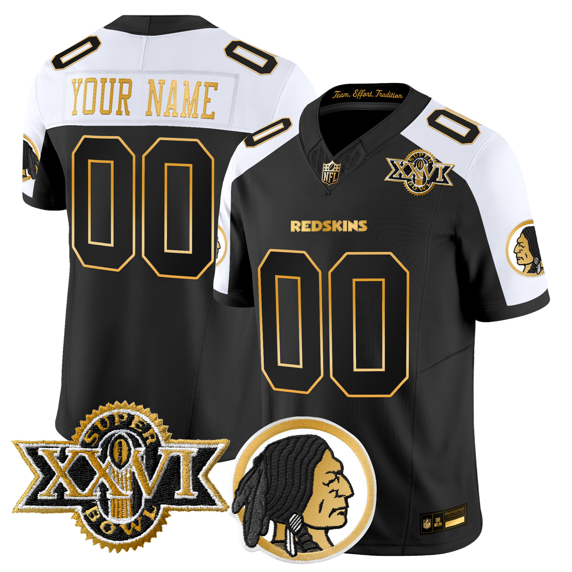 Men's Washington Commanders Throwback 1992 Super Bowl XXVI Patch Gold Vapor Limited Custom Alternate Jersey - All Stitched