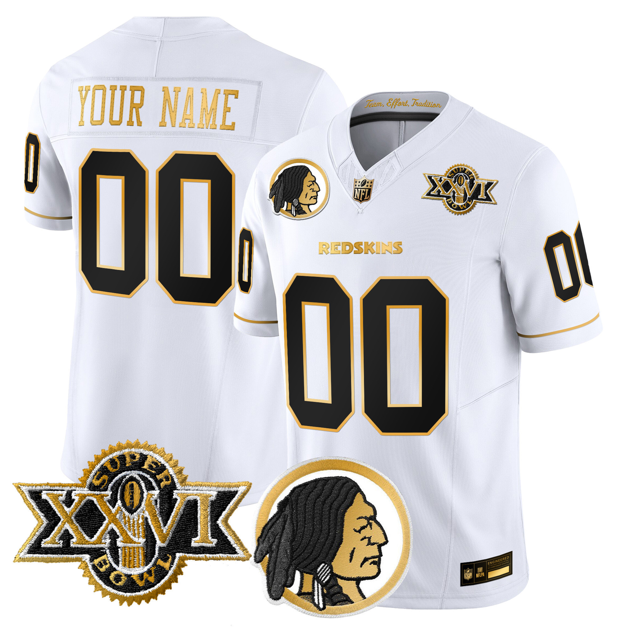 Men's Washington Commanders Throwback 1992 Super Bowl XXVI Patch Gold Vapor Limited Custom White Gold Jersey - All Stitched