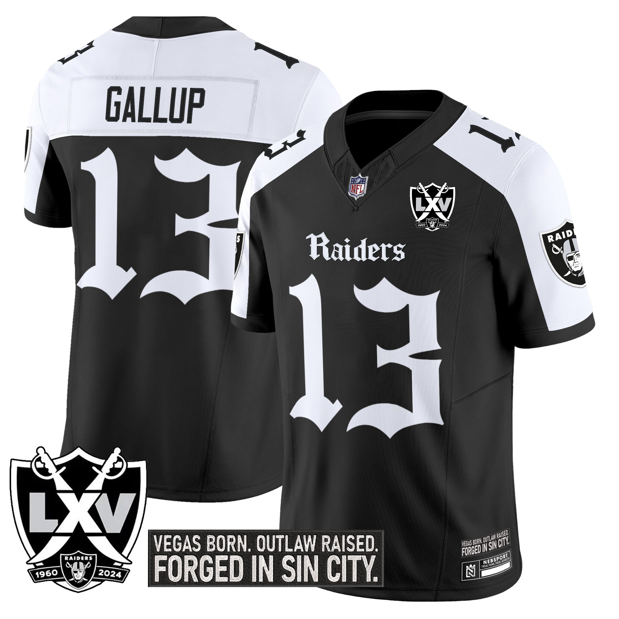 Michael Gallup Men's Las Vegas Raiders Gothic Sin City Shadows Edition Vapor Limited Altenate Jersey - All Stitched