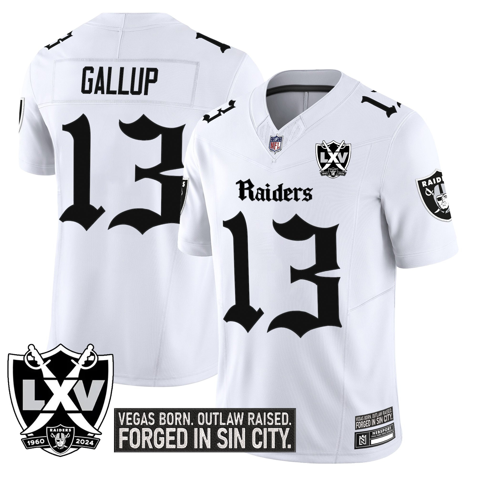 Michael Gallup Men's Las Vegas Raiders Gothic Sin City Shadows Edition Vapor Limited White Jersey - All Stitched