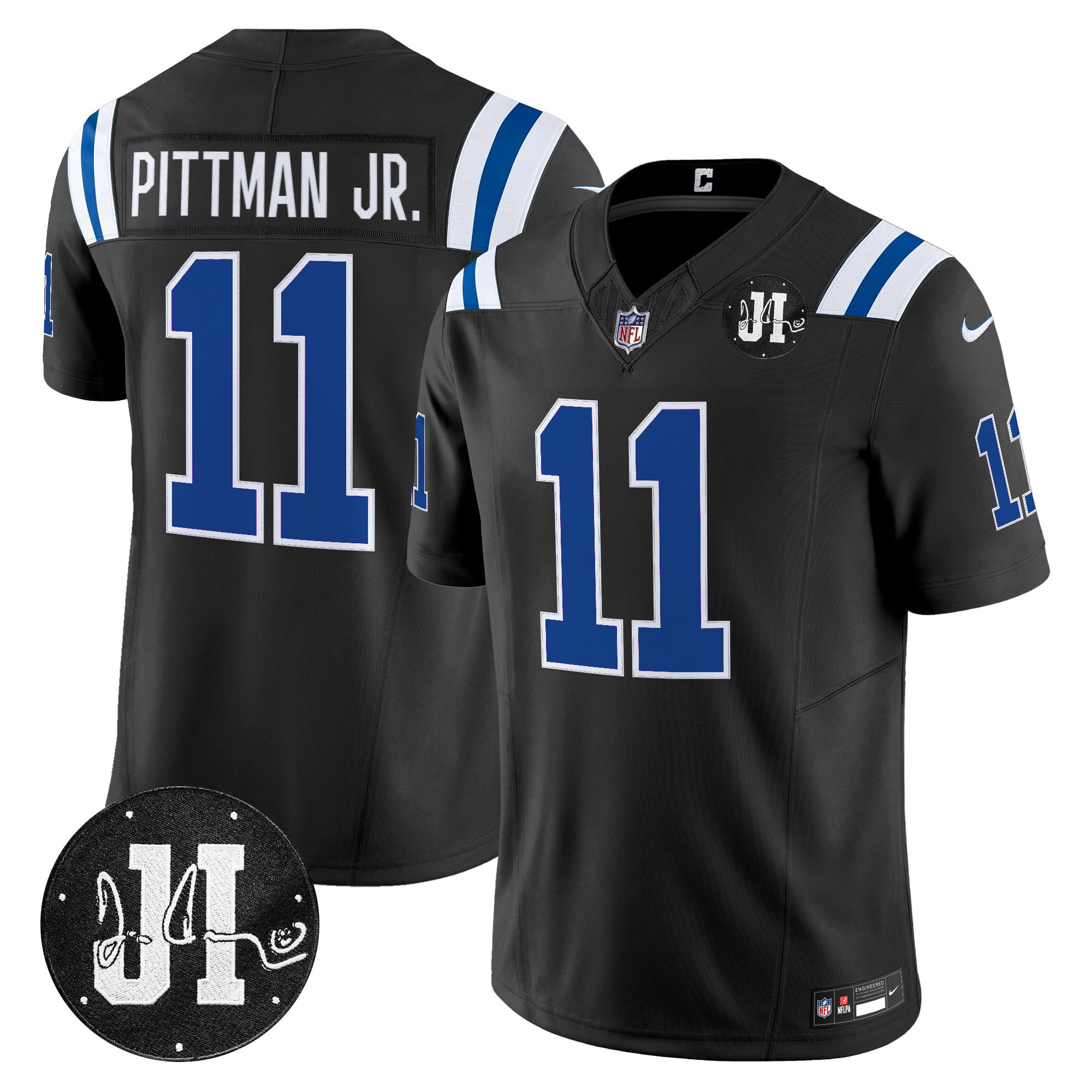 Michael Pittman Jr. Men's Indianapolis Colts 2025 Jim Irsay Patch Vapor Limited Black Jersey - All Stitched