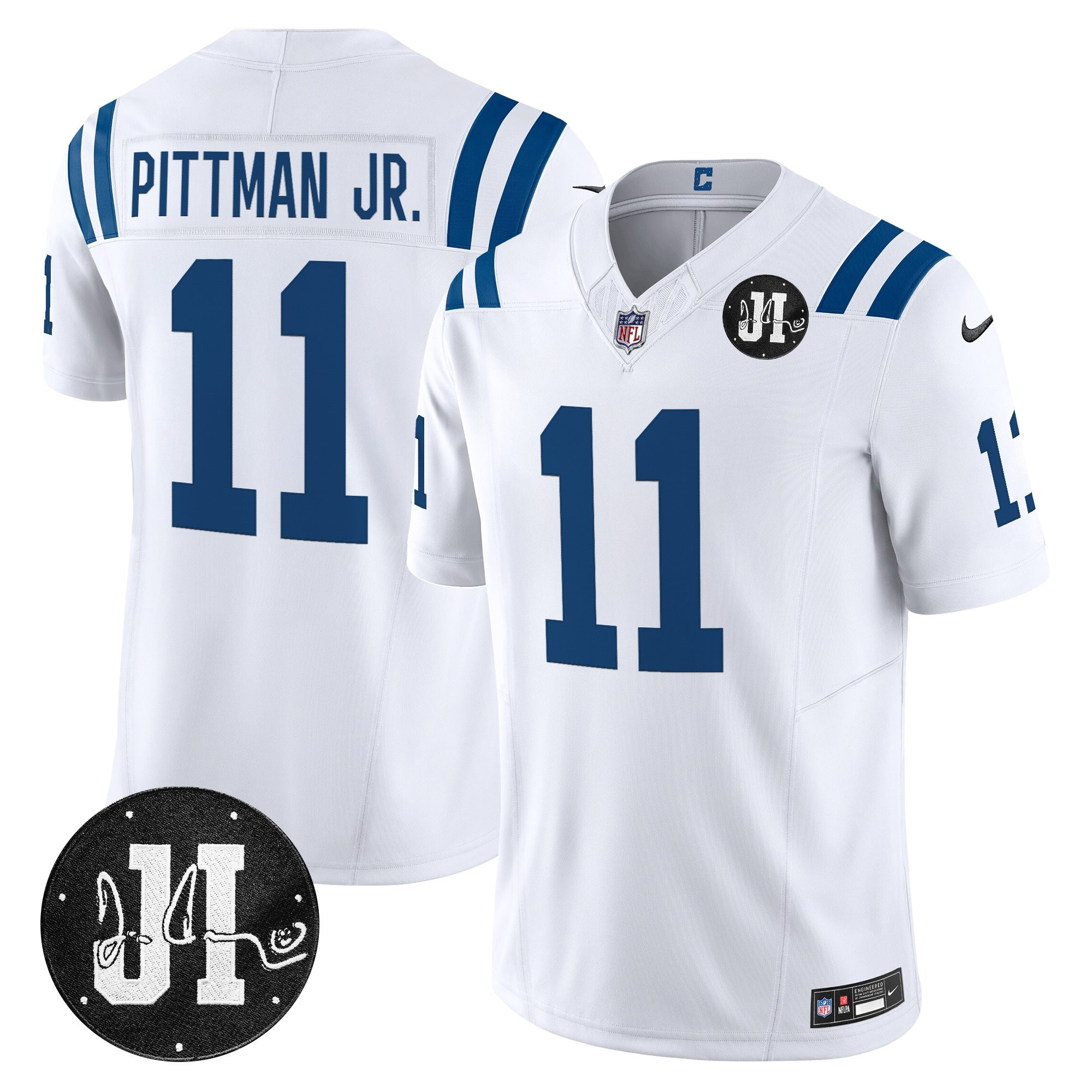 Michael Pittman Jr. Men's Indianapolis Colts 2025 Jim Irsay Patch Vapor Limited White Jersey - All Stitched