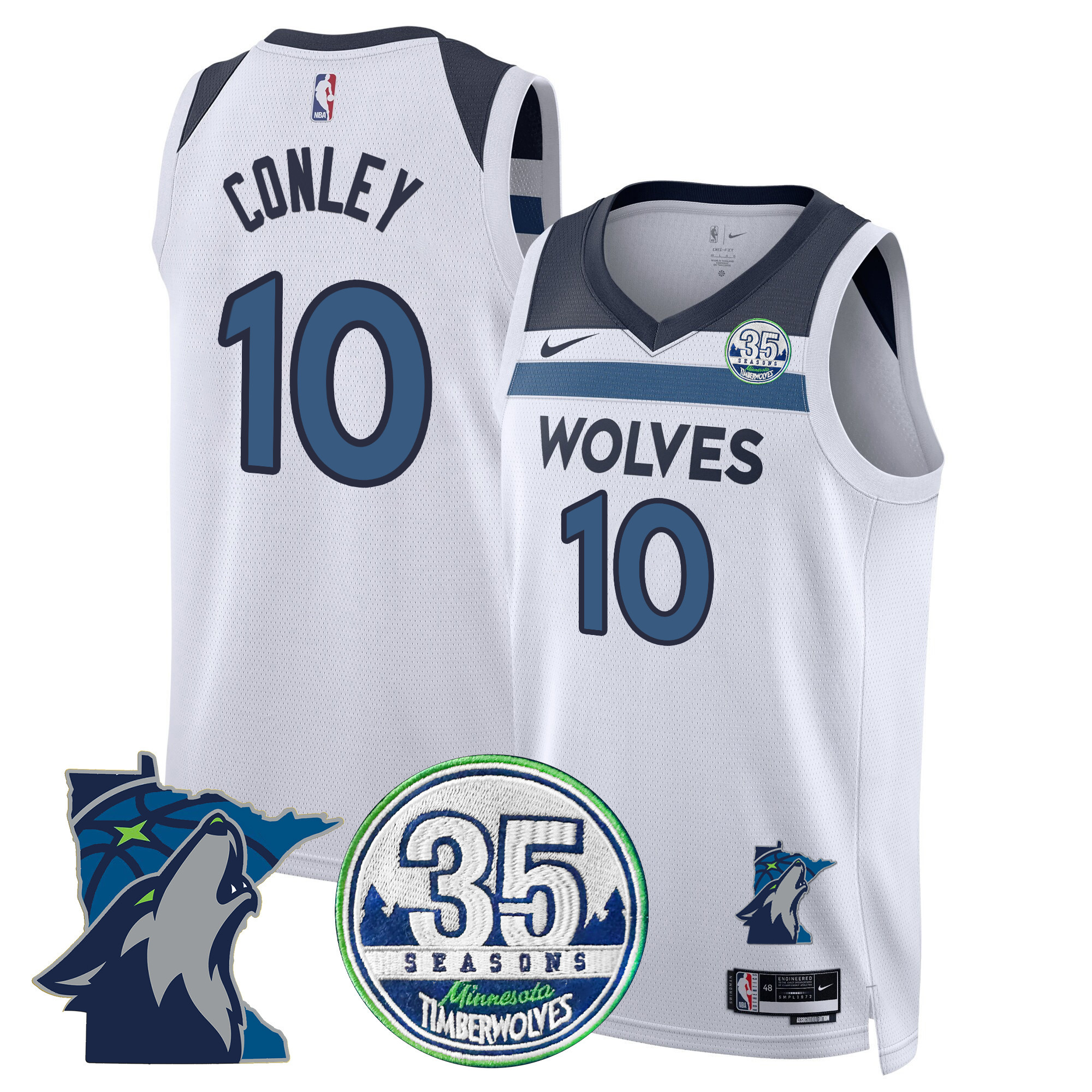Mike Conley Men's Minnesota Timberwolves 35th Season & Minnesota Patch Swingman Association Jersey - All Stitched