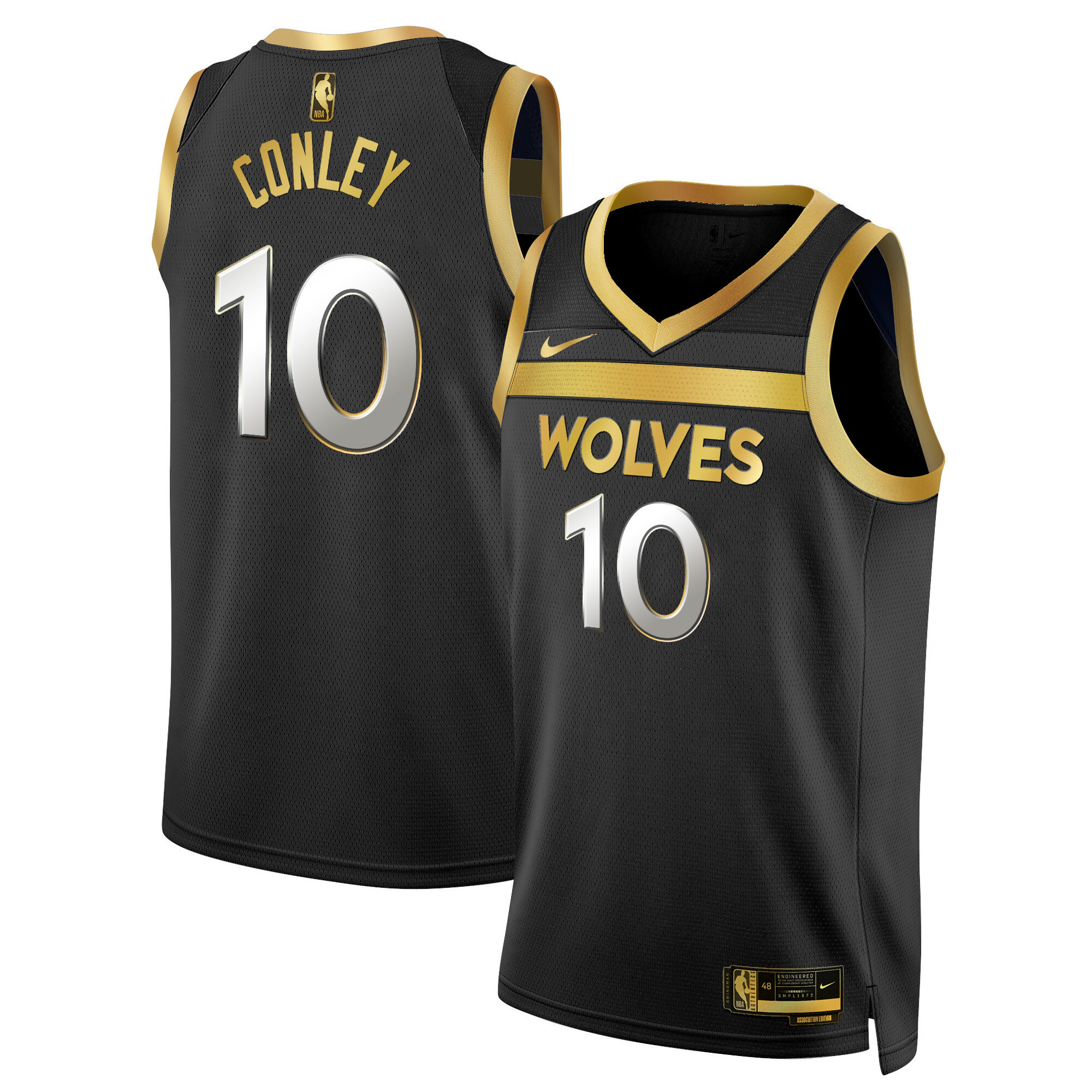 Mike Conley Men's Minnesota Timberwolves Swingman Black Gold Jersey V3 - All Stitched