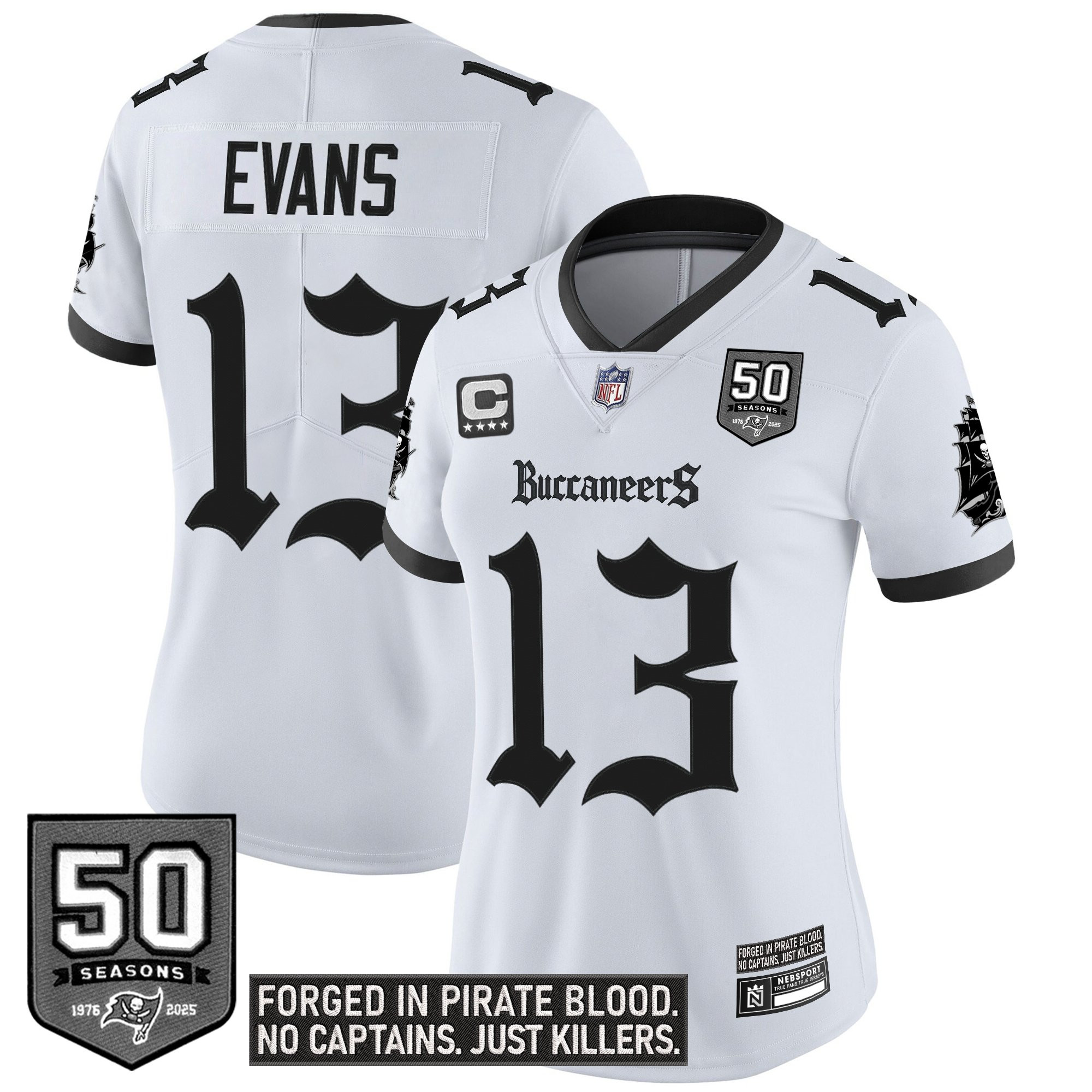 Mike Evans Women's Tampa Bay Buccaneers Gothic Pirate Shadows Edition Vapor Limited White Jersey - All Stitched