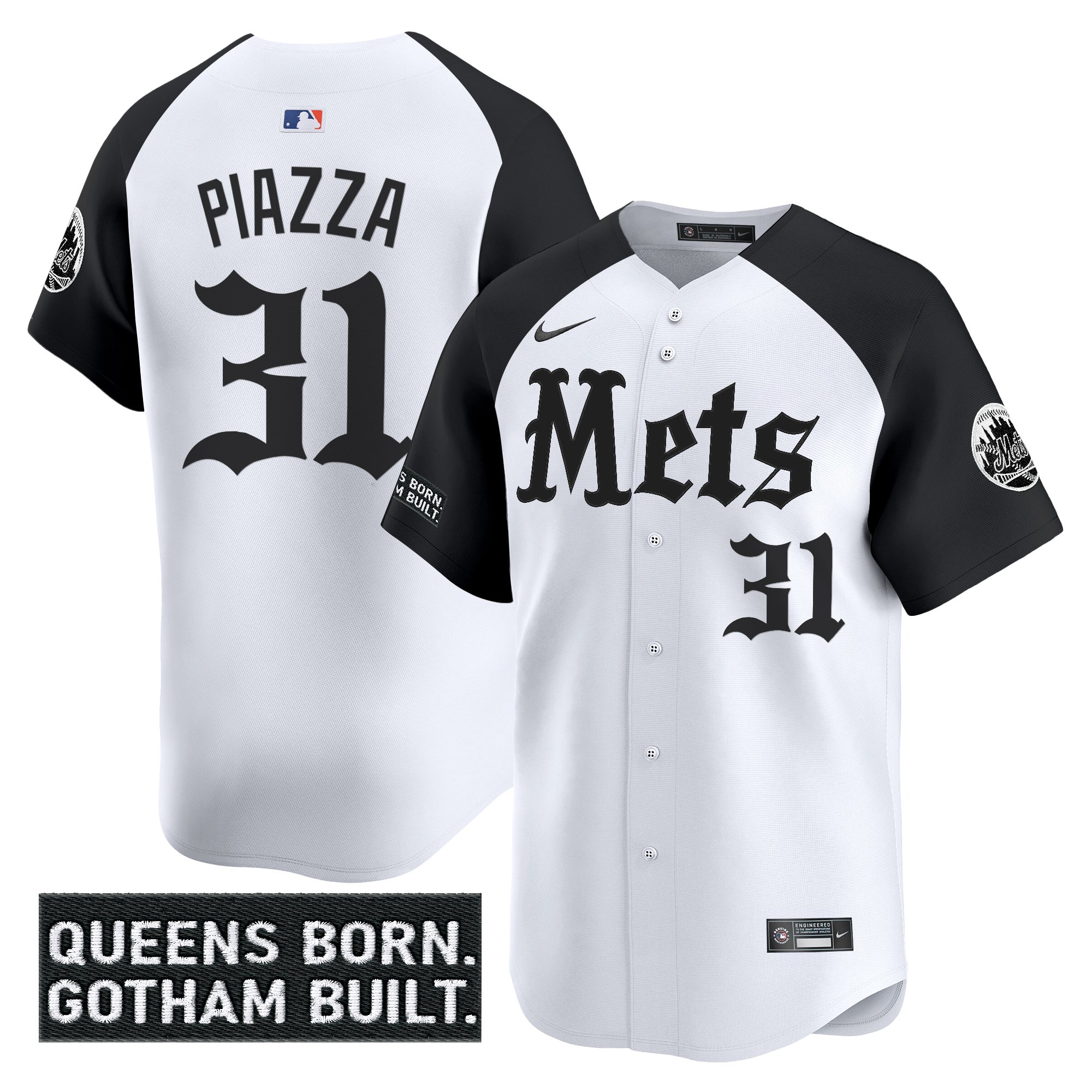 Mike Piazza Men's New York Mets Gotham Gothic Edition Vapor Premier Limited Alternate Jersey - All Stitched
