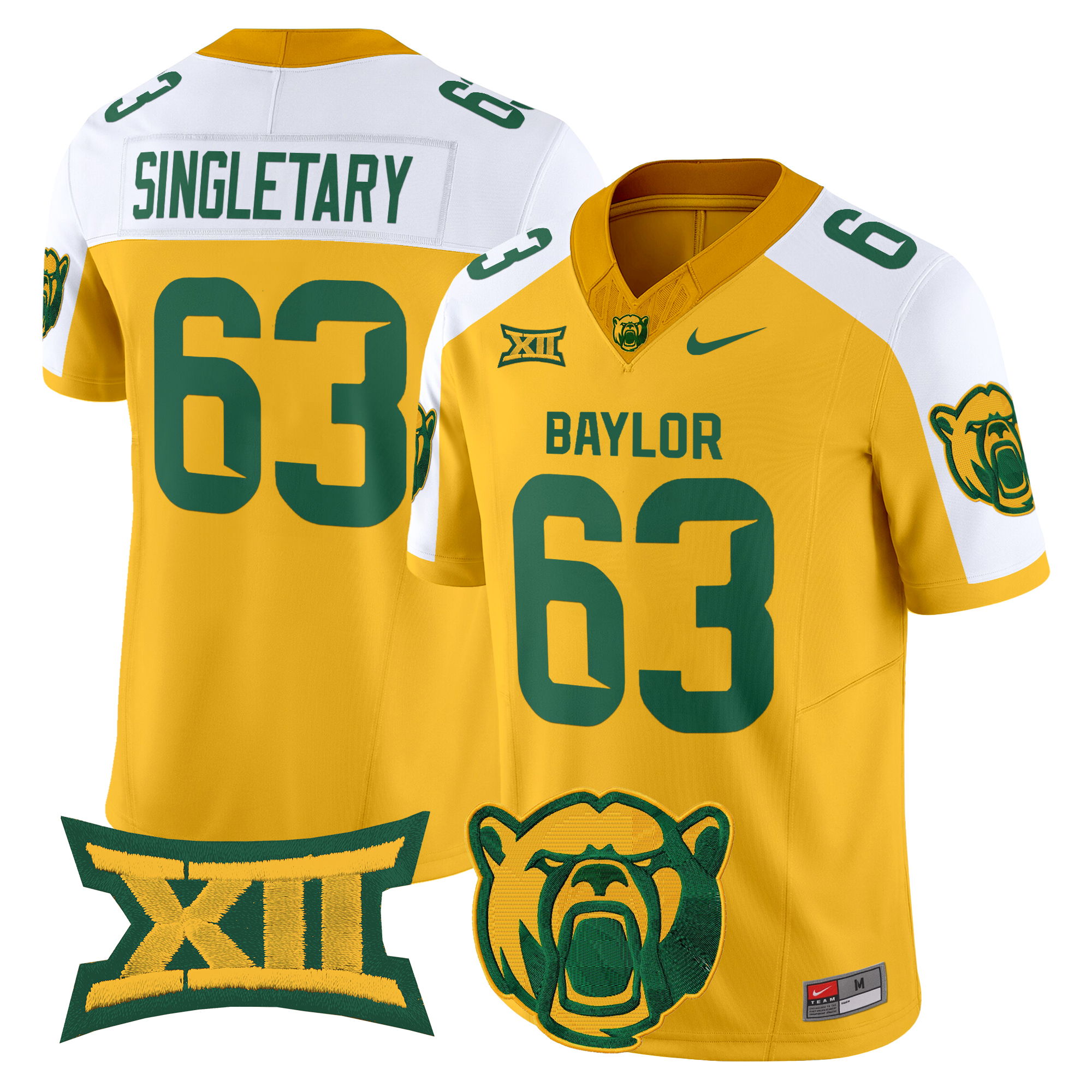 Mike Singletary Men's Baylor Bears 2025 Vapor Limited Gold Alternate Jersey V2 - All Stitched