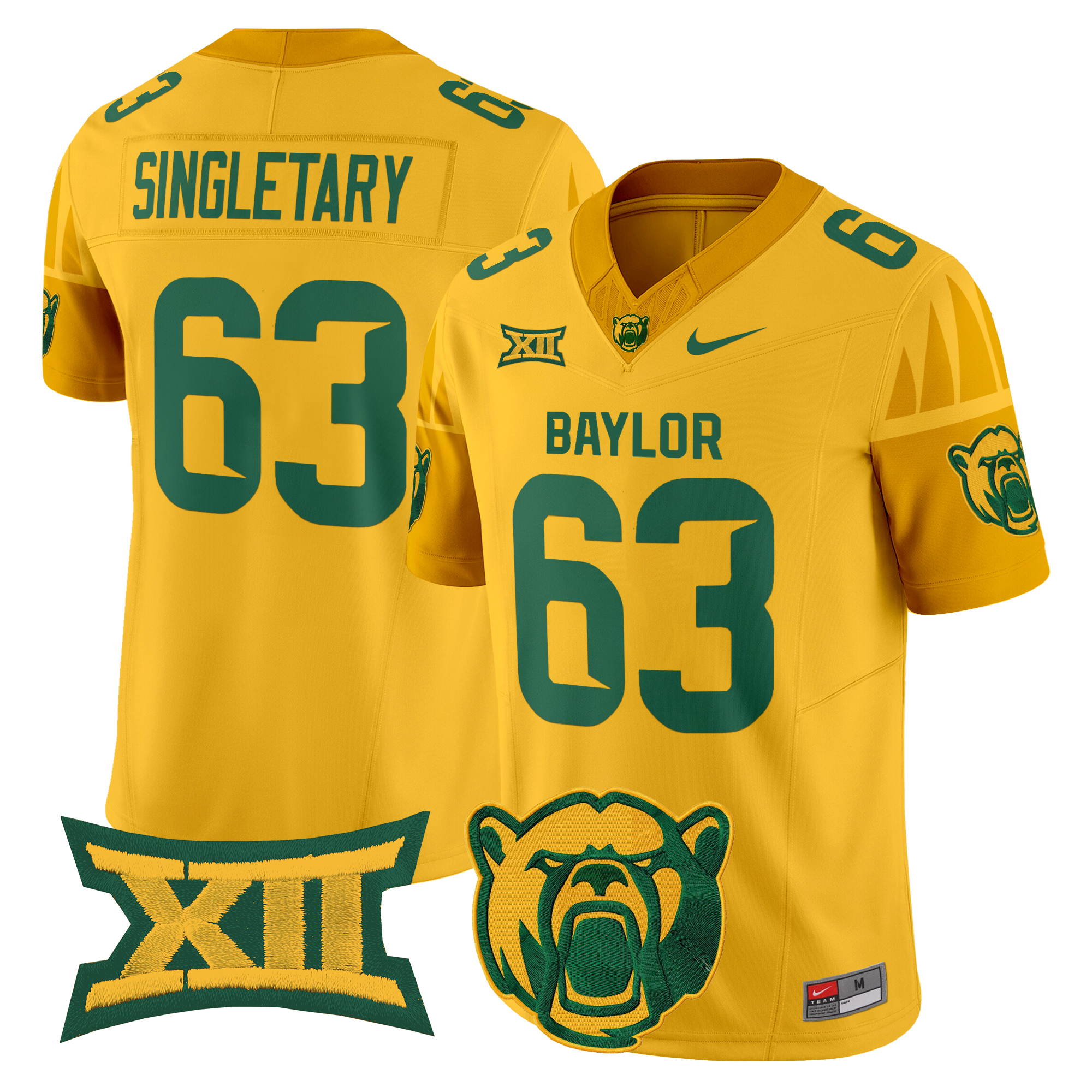 Mike Singletary Men's Baylor Bears 2025 Vapor Limited Gold Jersey V2 - All Stitched