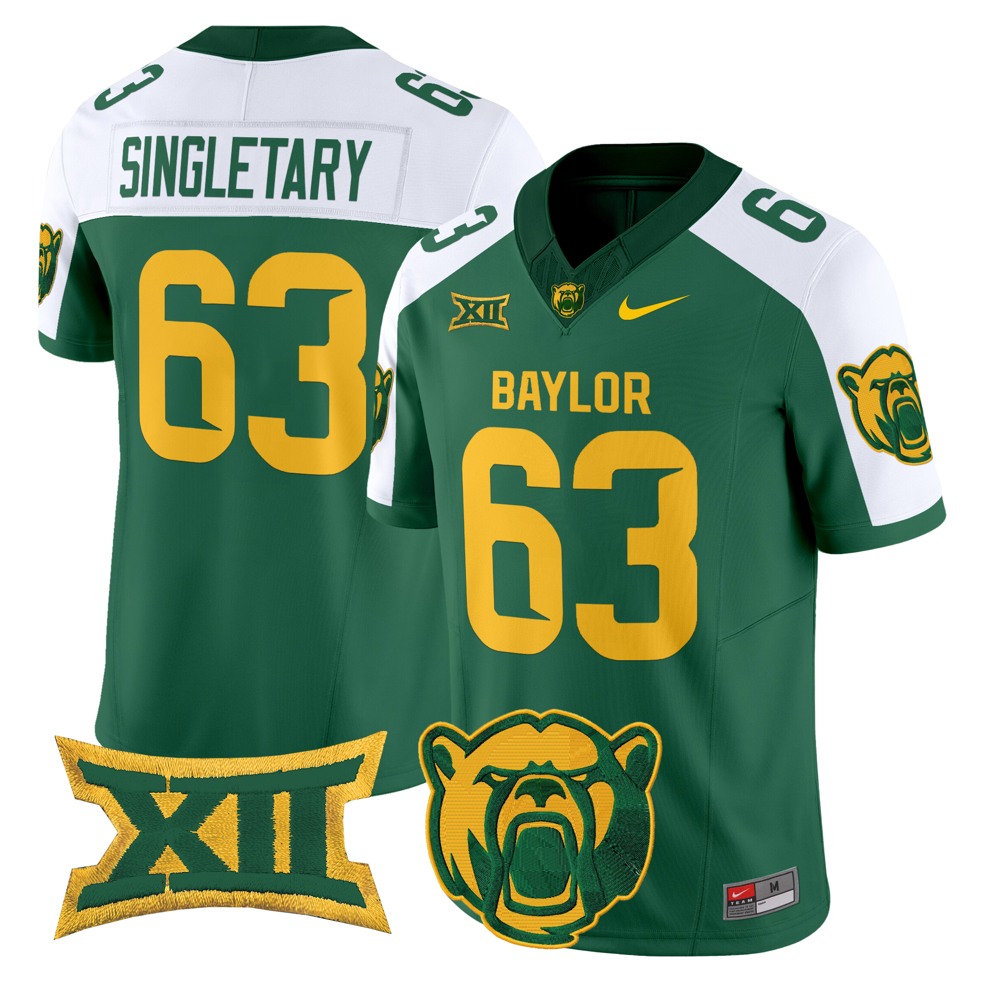 Mike Singletary Men's Baylor Bears 2025 Vapor Limited Green Alternate Jersey V2 - All Stitched