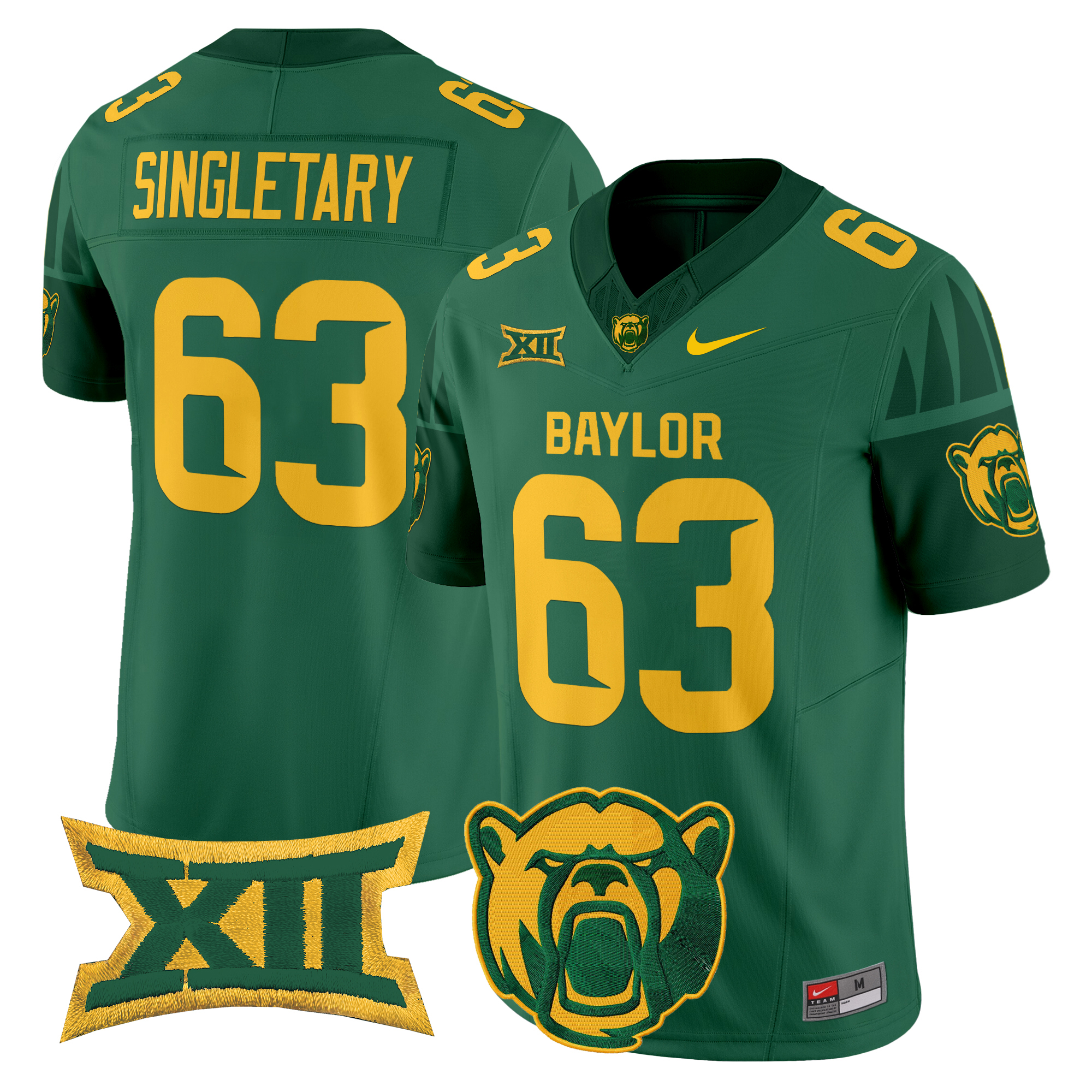 Mike Singletary Men's Baylor Bears 2025 Vapor Limited Green Jersey V2 - All Stitched