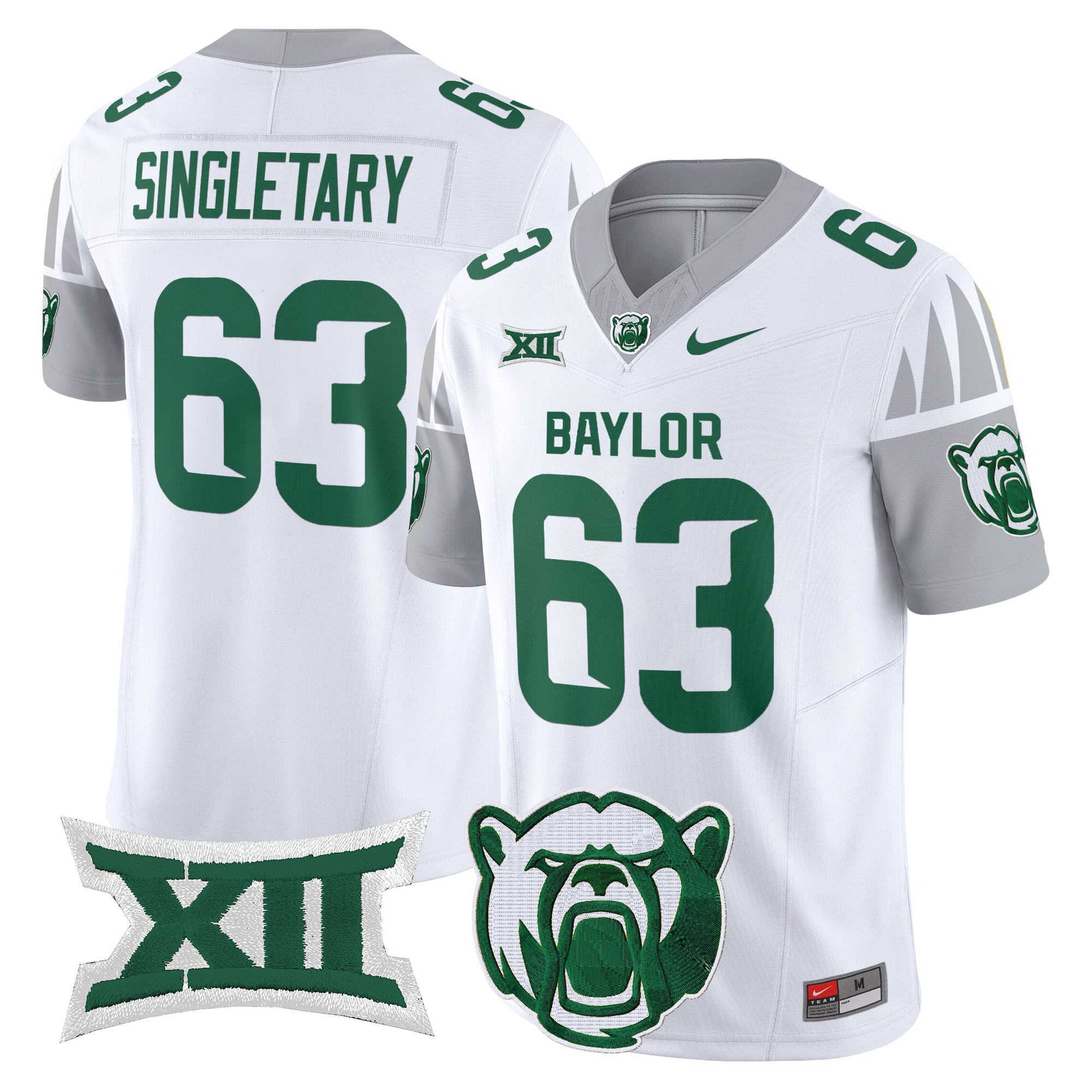 Mike Singletary Men's Baylor Bears 2025 Vapor Limited White Jersey V2 - All Stitched