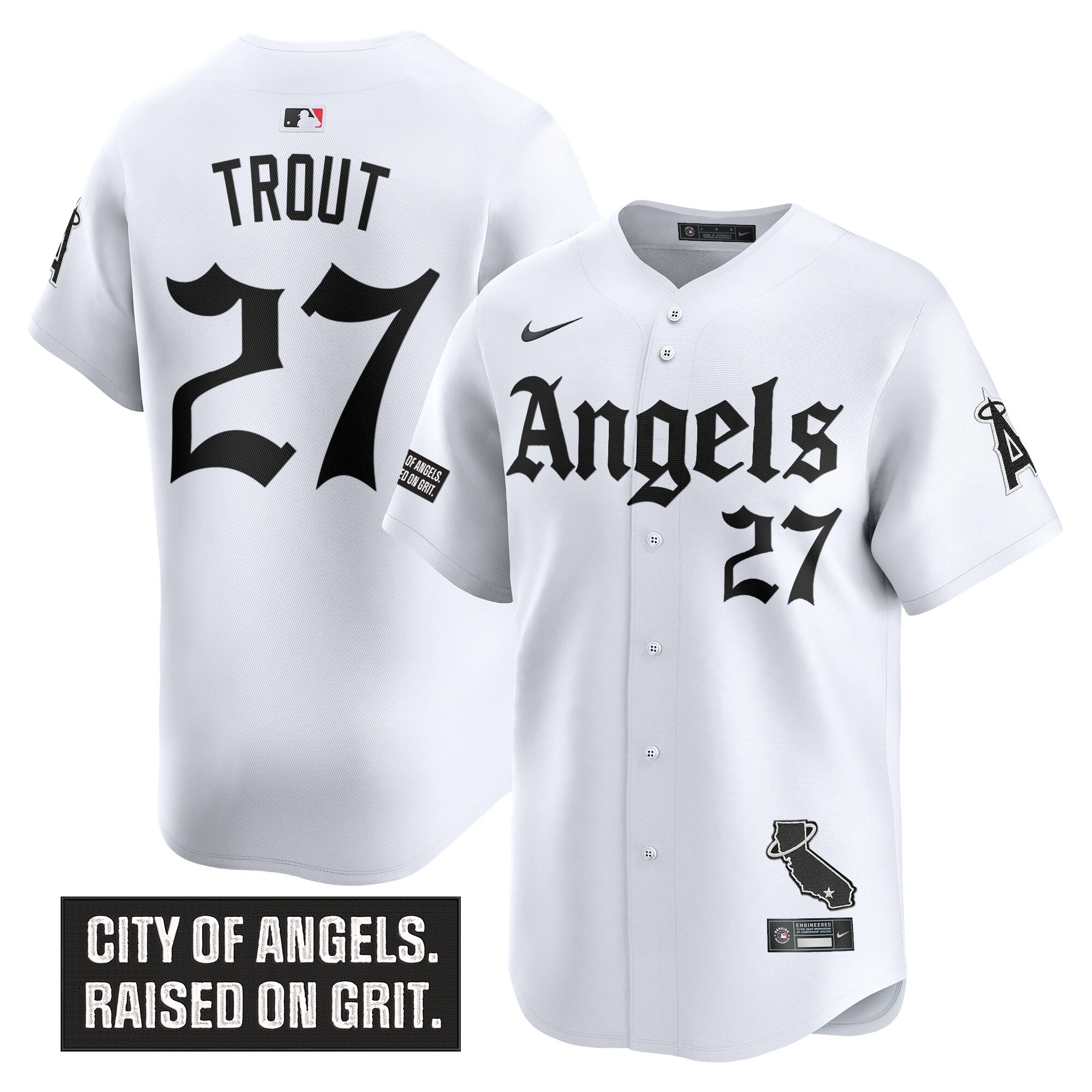 Mike Trout Men's Los Angeles Angels Gothic Halo Edition Vapor Premier Limited White Jersey - All Stitched