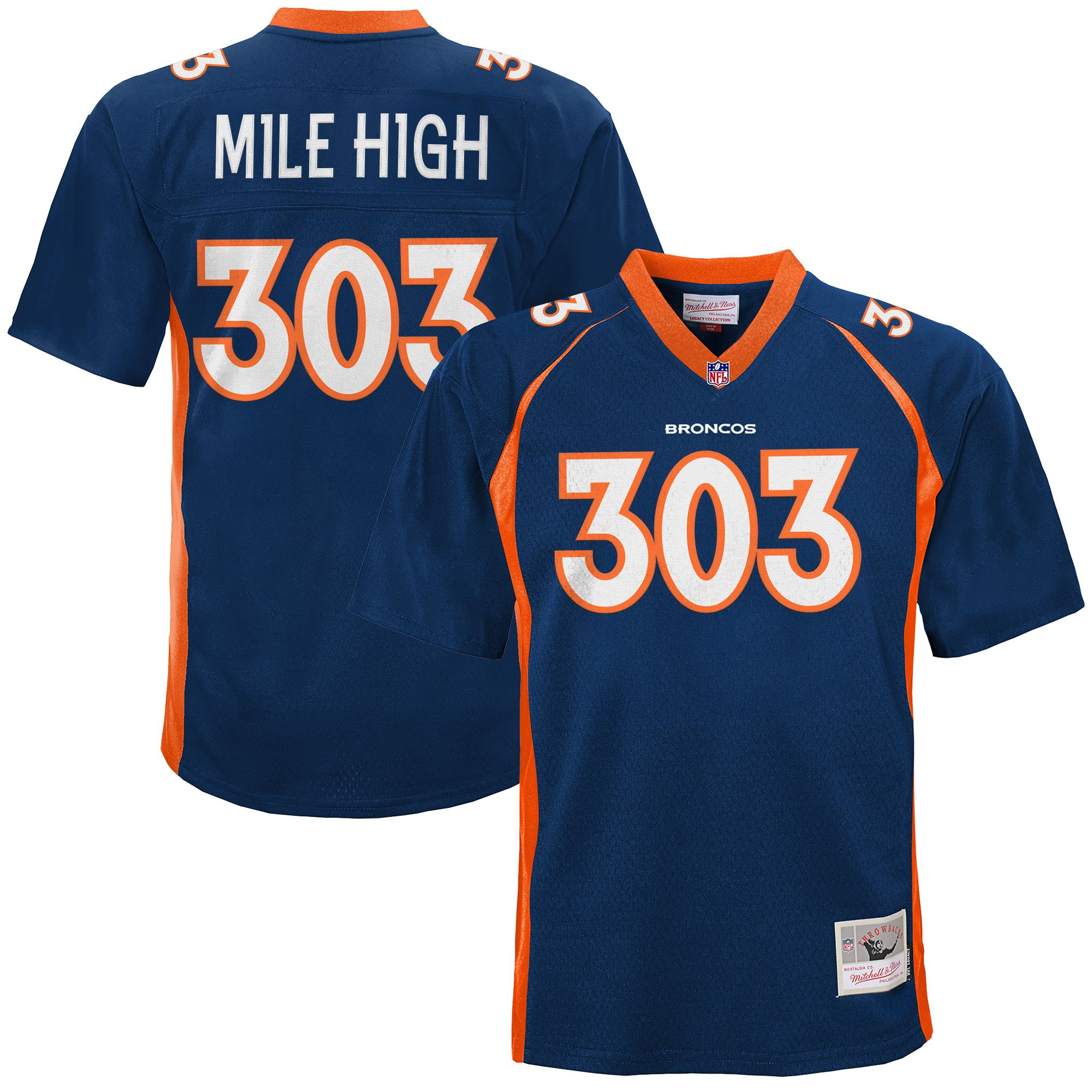 Mile High 303 Men's Denver Broncos Throwback Player Navy Jersey - All Stitched
