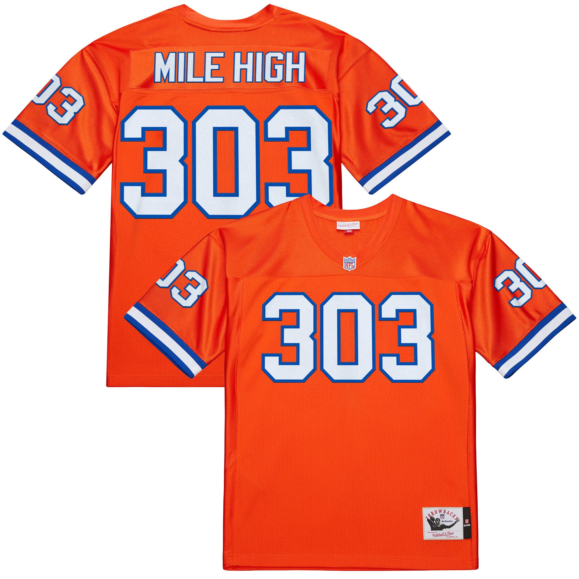 Mile High 303 Men's Denver Broncos Throwback Player Orange Jersey - All Stitched