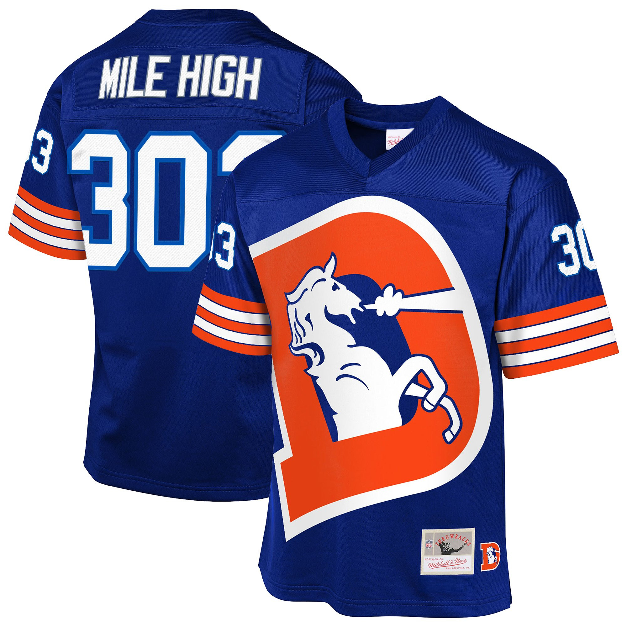 Mile High 303 Men's Denver Broncos Throwback Player Royal Jersey - All Stitched