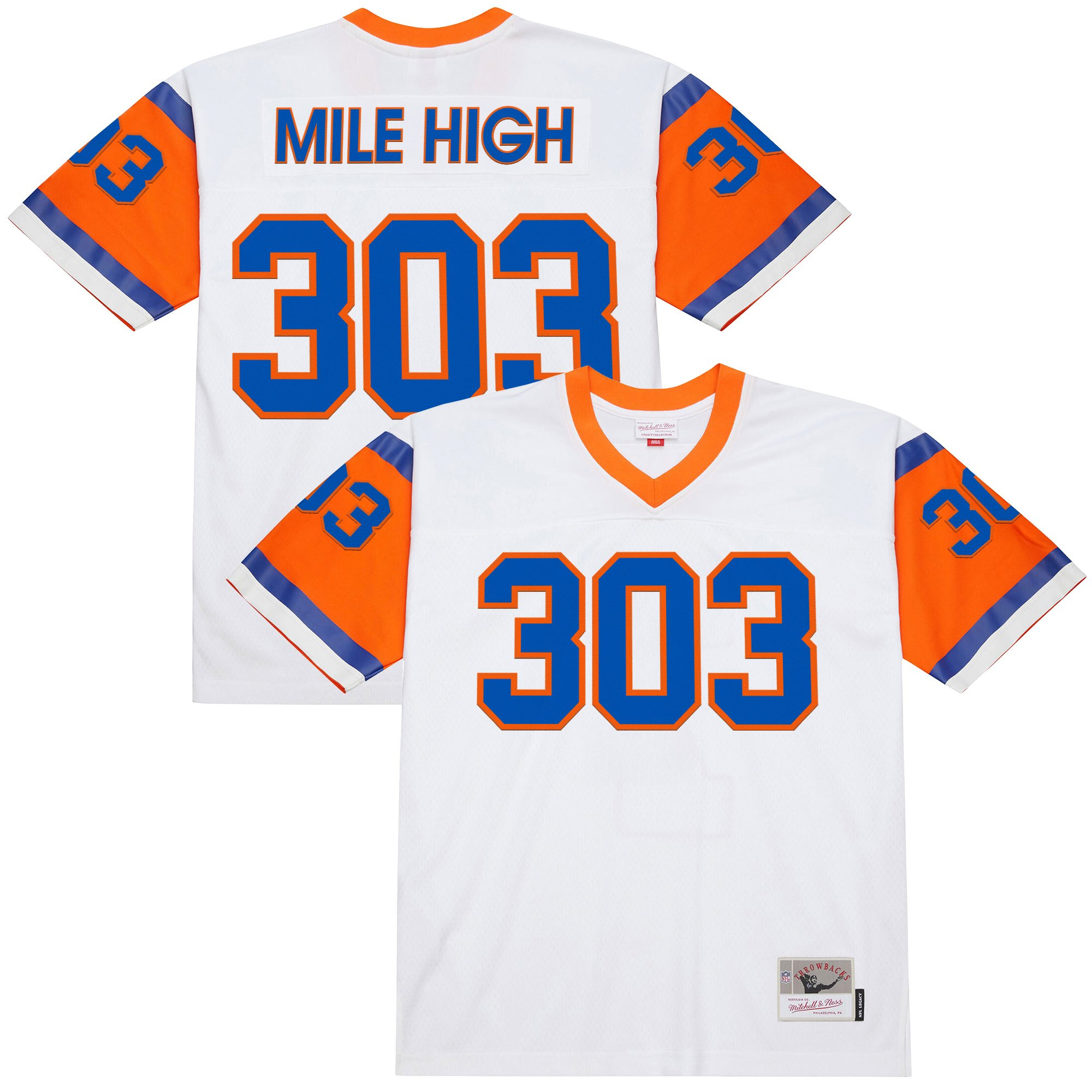 Mile High 303 Men's Denver Broncos Throwback Player White Jersey - All Stitched