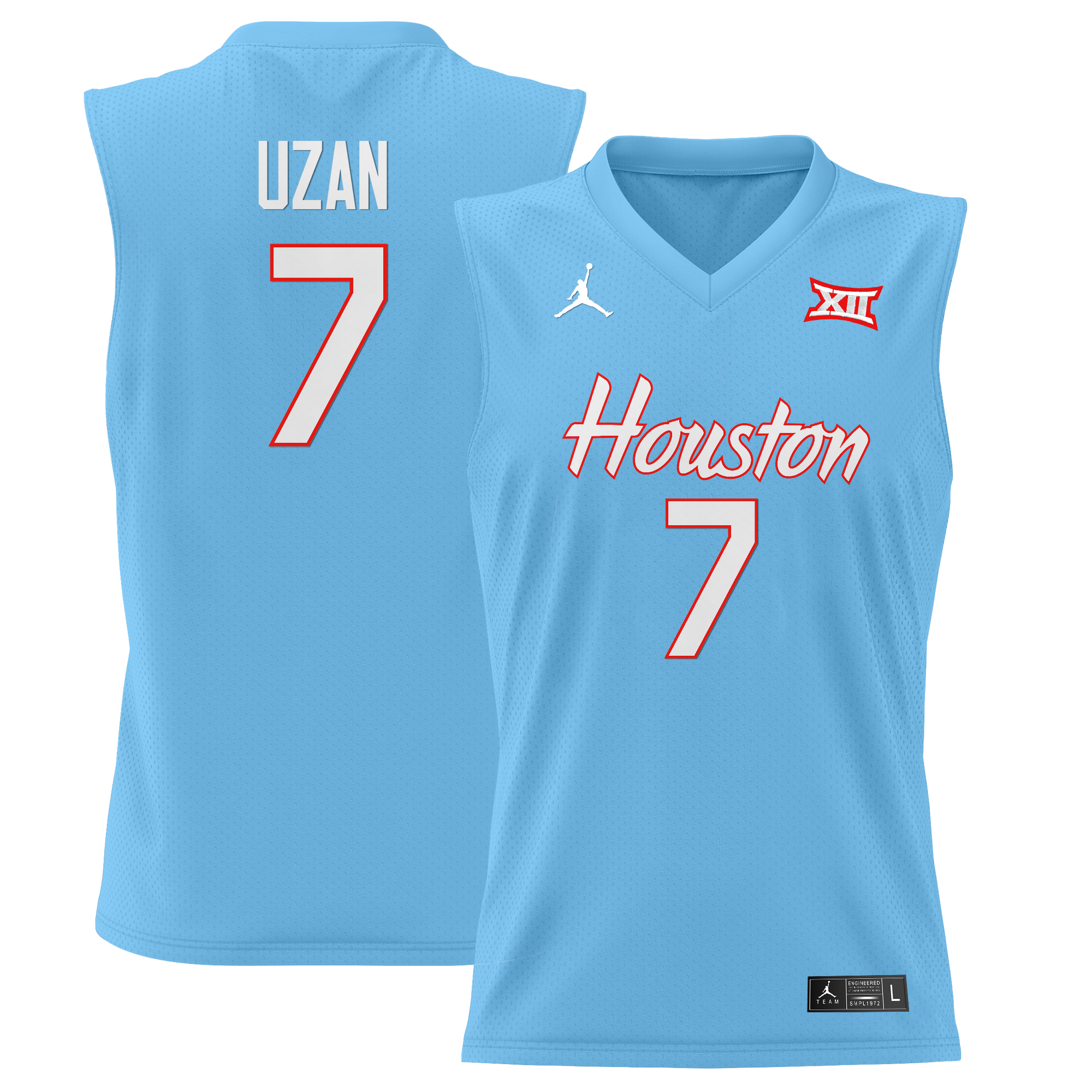 Milos Uzan Men's Houston Cougars 2025 Lightweight Basketball Blue Jersey - All Stitched