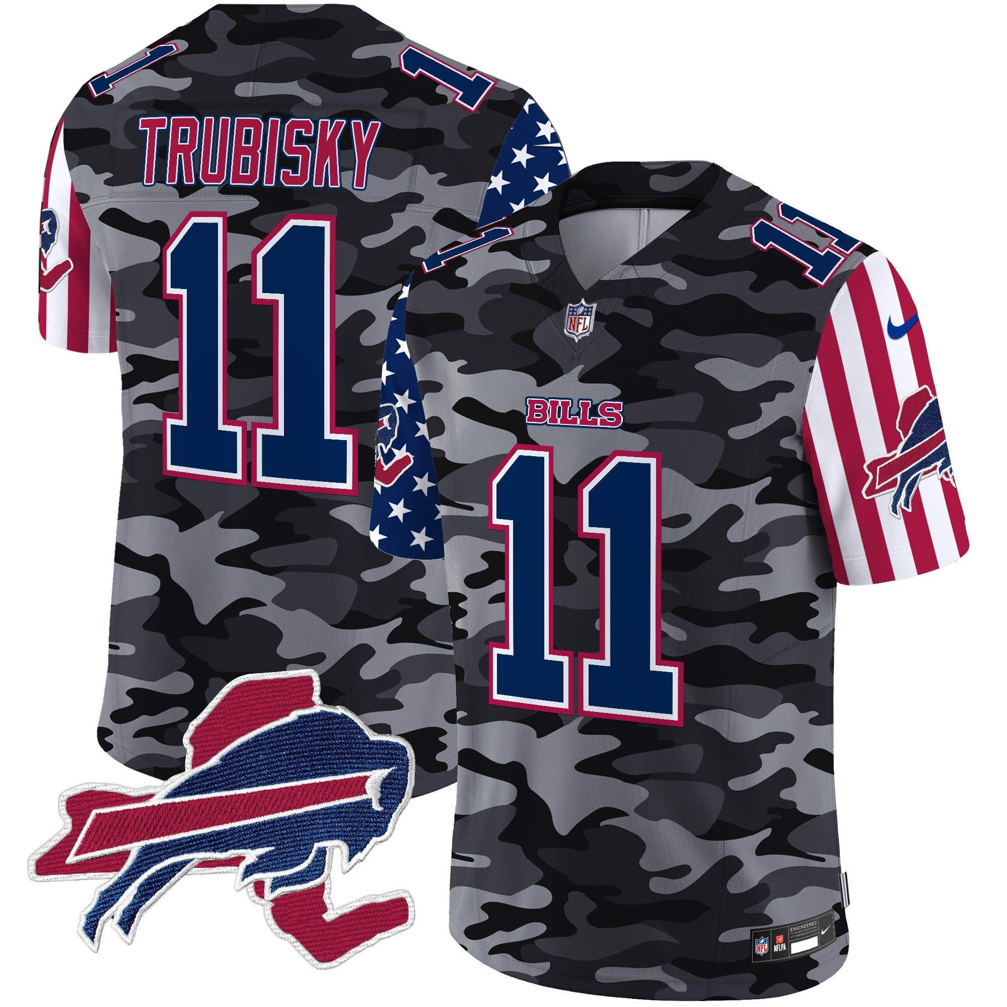 Mitchell Trubisky Men's Buffalo Bills American Style Vapor Limited Black Camo Jersey V2 - All Stitched