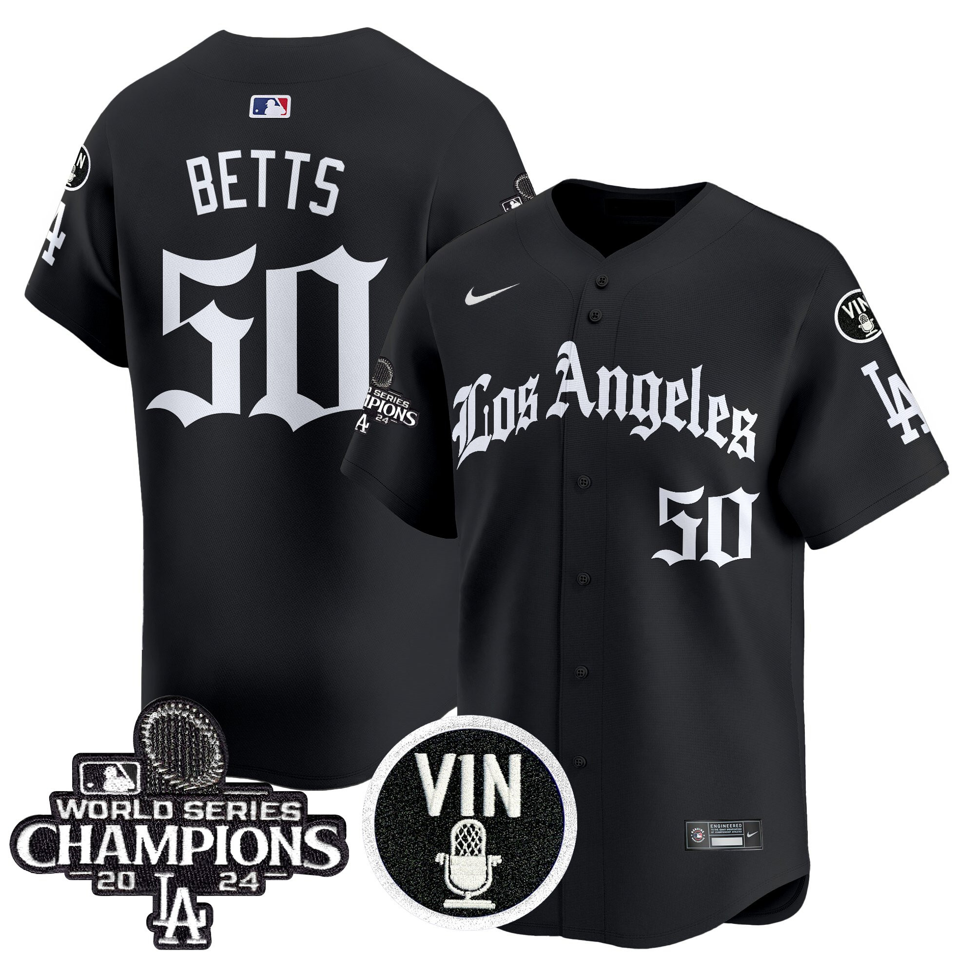 Mookie Betts Men's Los Angeles Dodgers 2025 LA Gothic Style Vapor Premier Limited Black Jersey - All Stitched