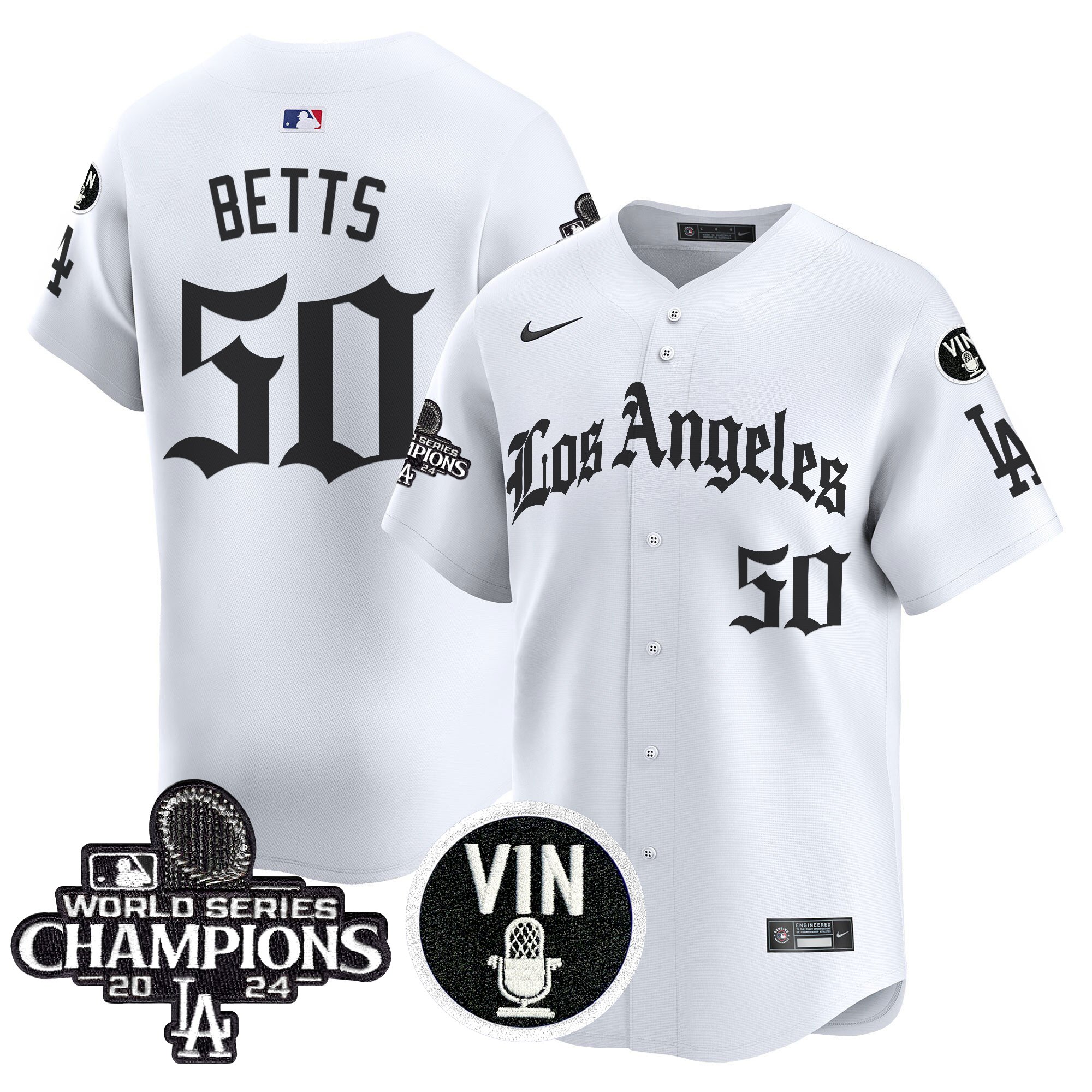 Mookie Betts Men's Los Angeles Dodgers 2025 LA Gothic Style Vapor Premier Limited White Jersey - All Stitched